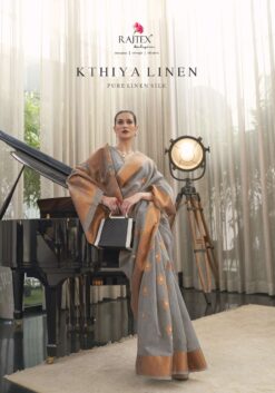 Rajtex Kthiya Wedding Wear Pure Linen Silk Sarees