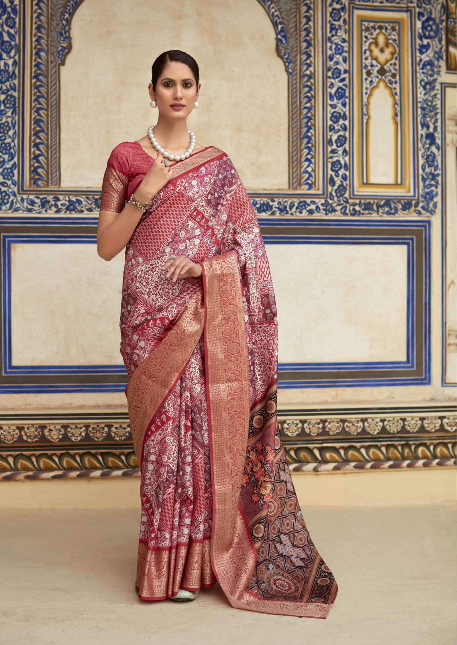 Rajpath Saaria Beautiful Printed Viscose Dola Silk Saree