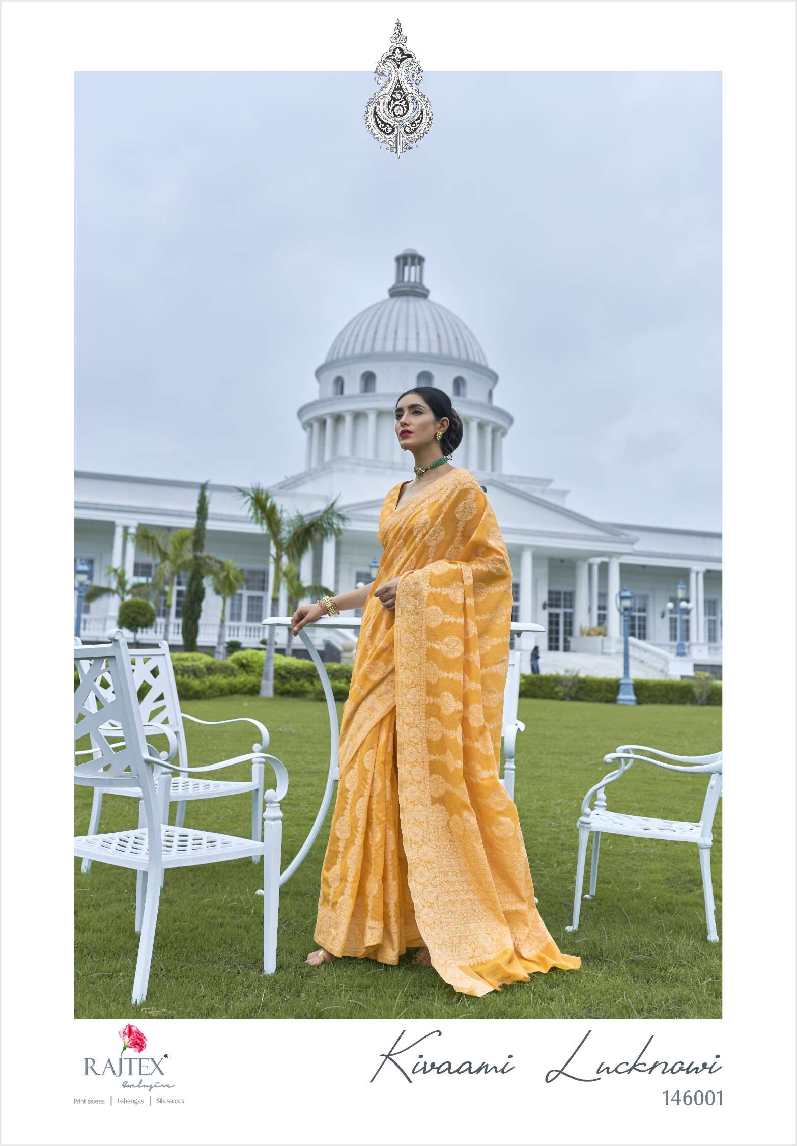 Rajtex Kivaami Lucknowi Chickankari Weaving Saree