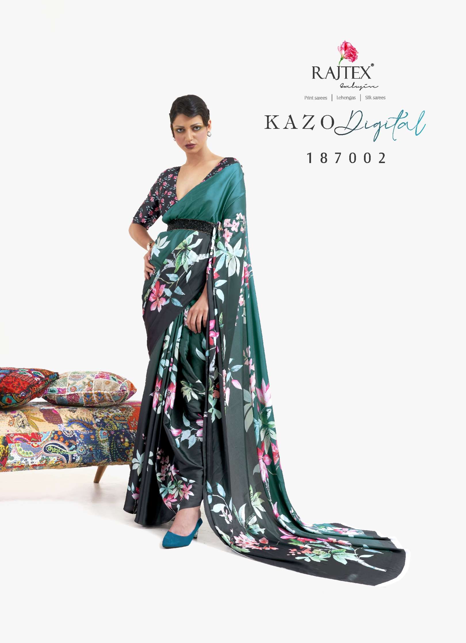 Rajtex Kazo Digital Printed Soft Crepe Saree