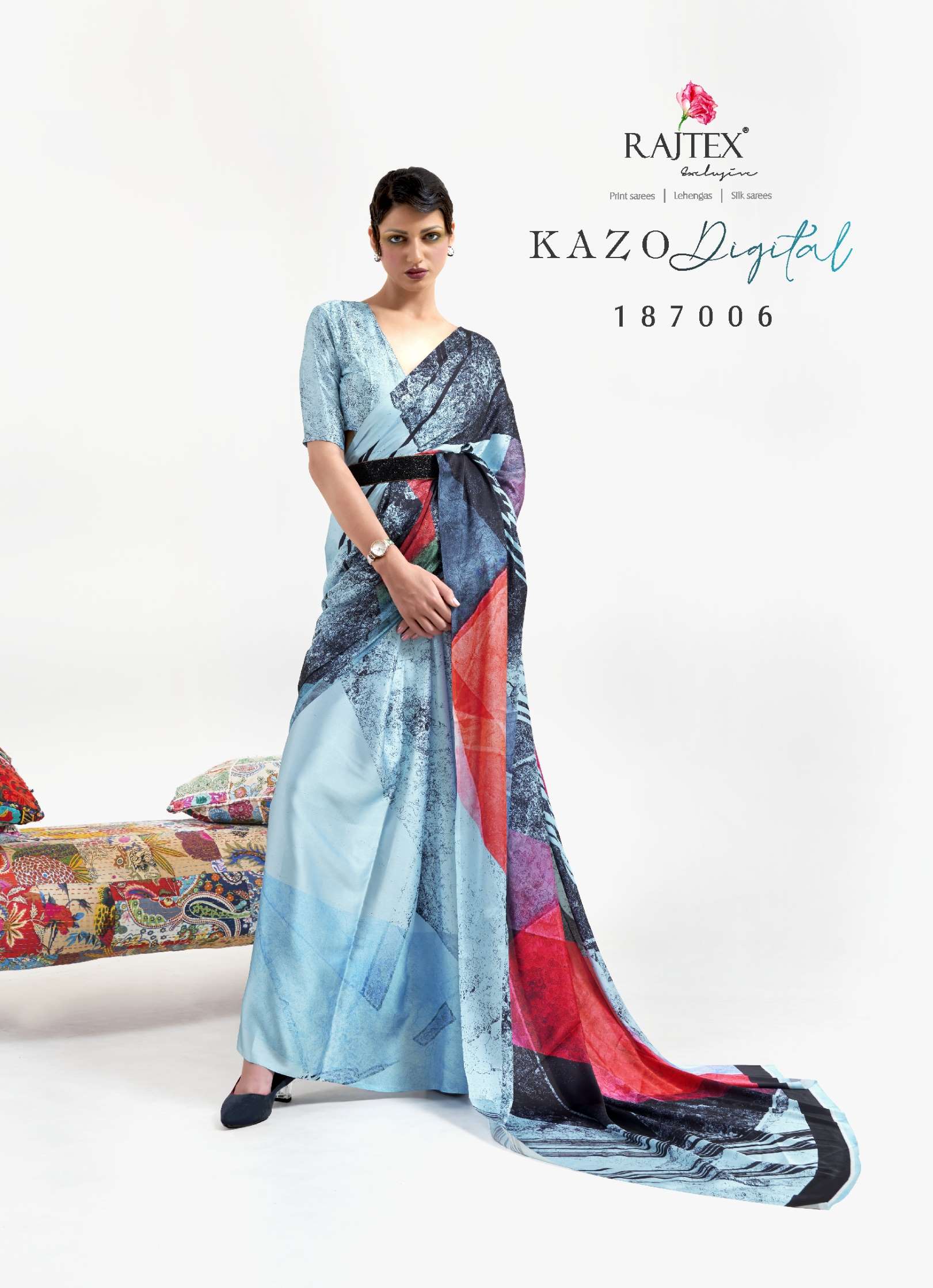 Rajtex Kazo Digital Printed Soft Crepe Saree