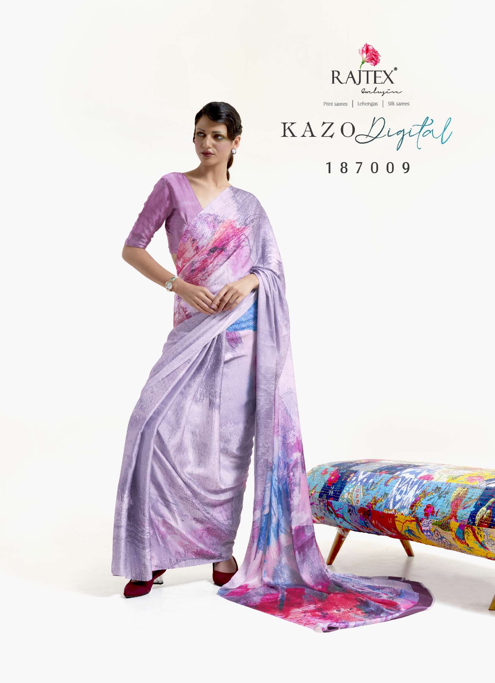 Rajtex Kazo Digital Printed Soft Crepe Saree