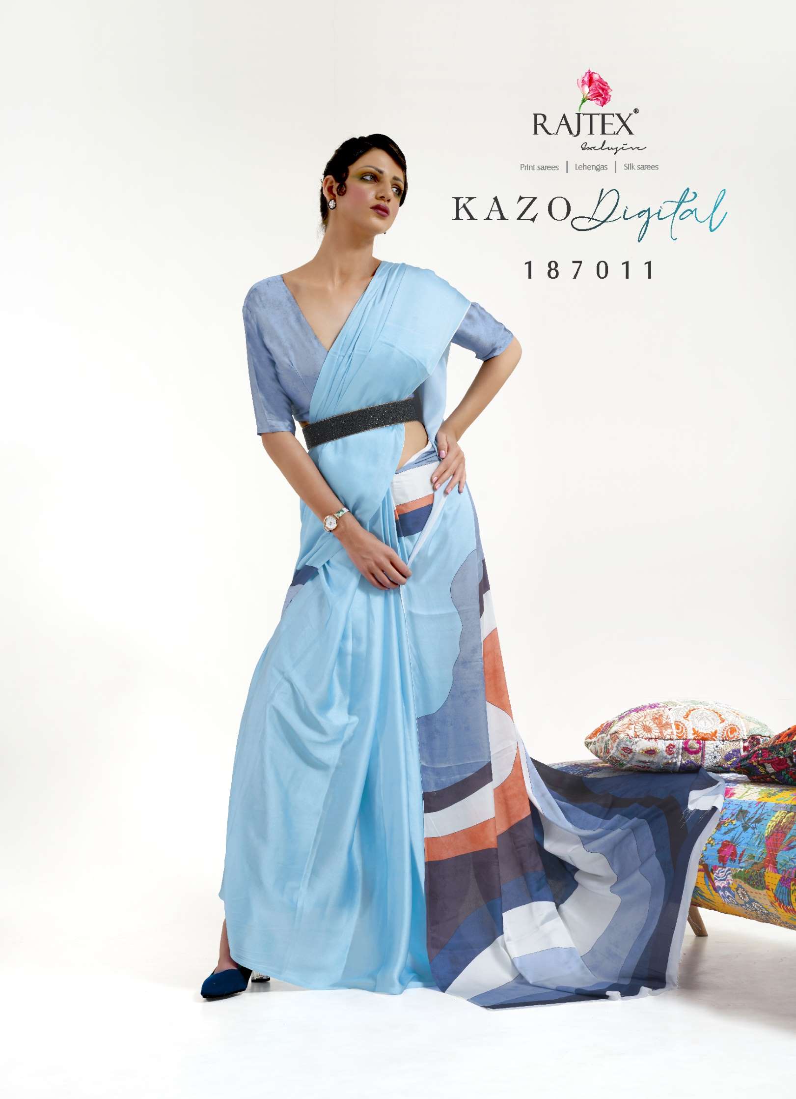 Rajtex Kazo Digital Printed Soft Crepe Saree