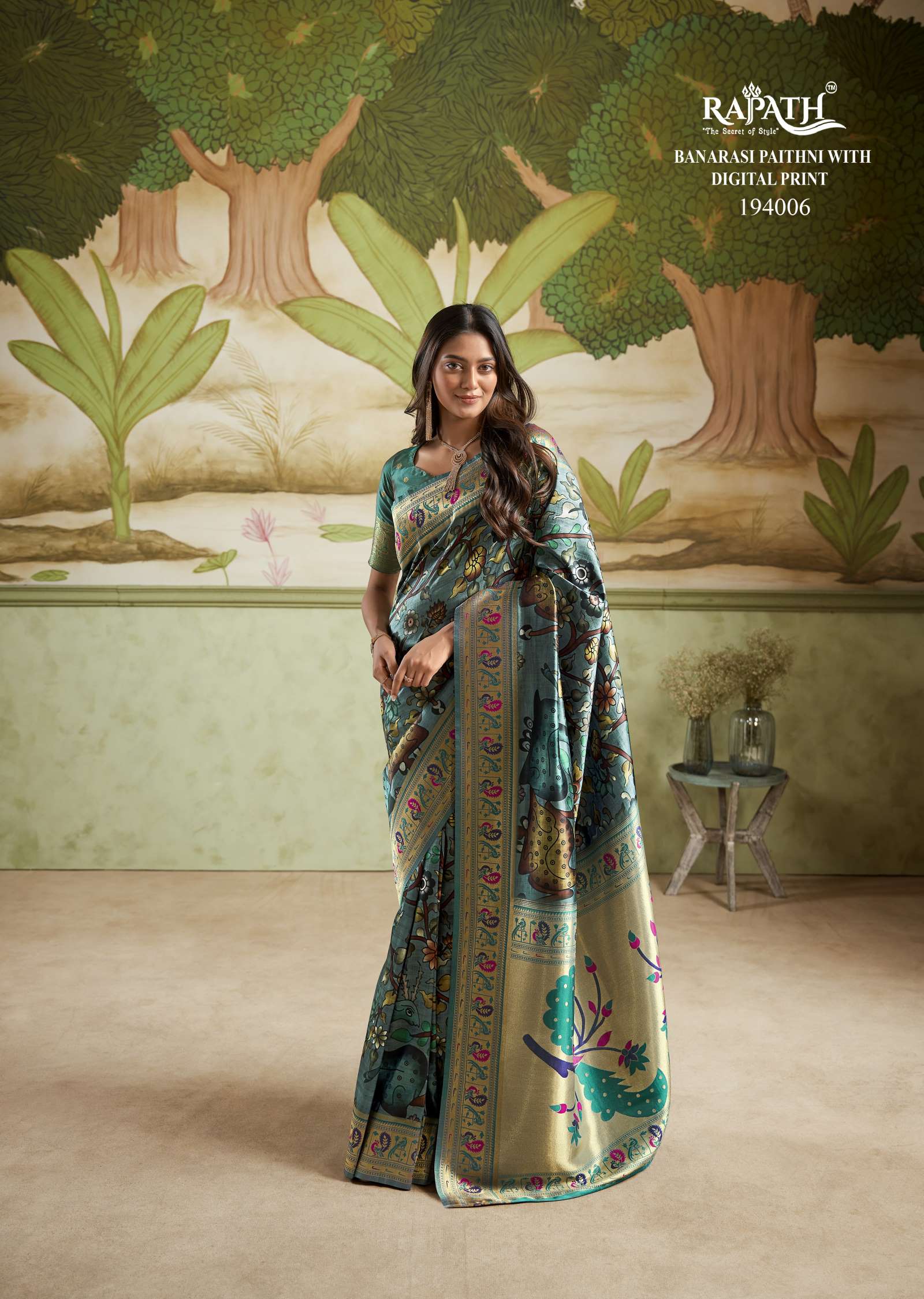 Rajpath Ladies Digital Printed Banarasi Paithani Saree