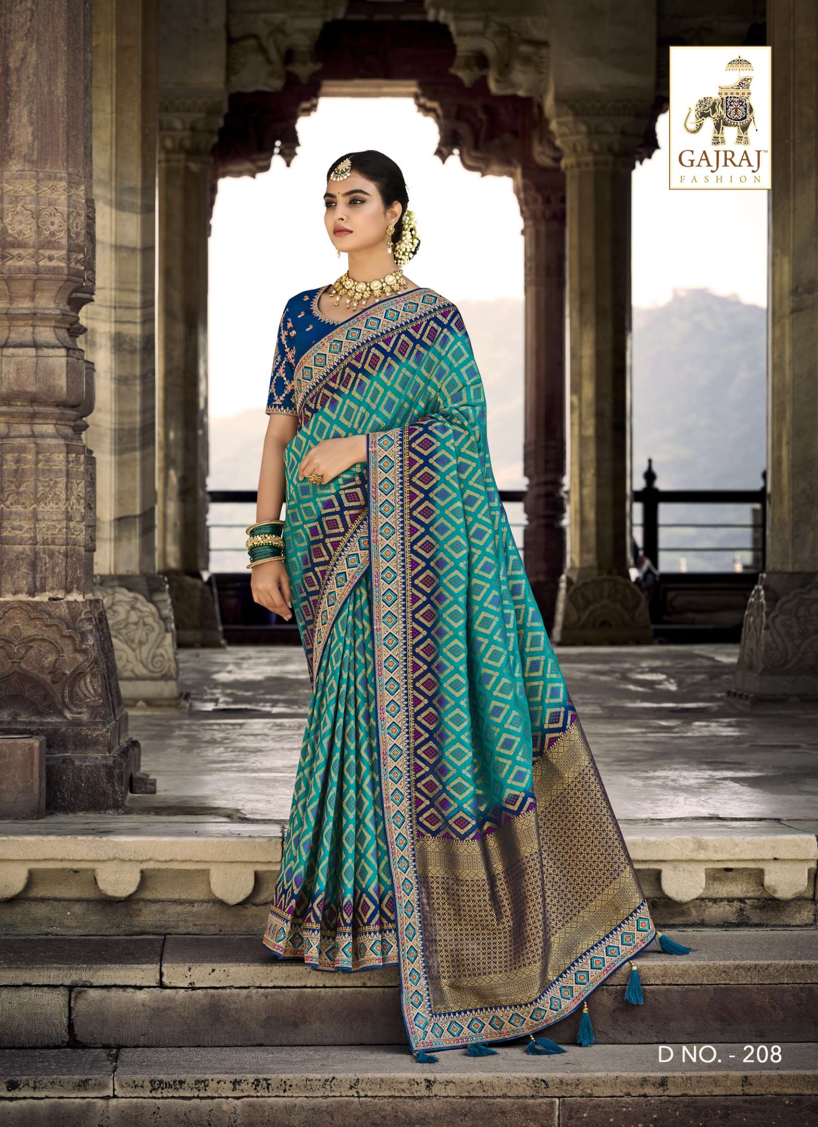 Sumshy Wedding Wear Embroidery Dola Silk Latest Saree