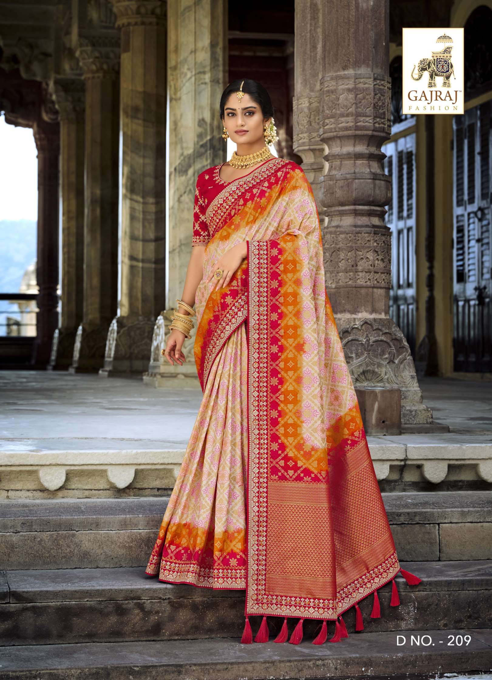 Sumshy Wedding Wear Embroidery Dola Silk Latest Saree