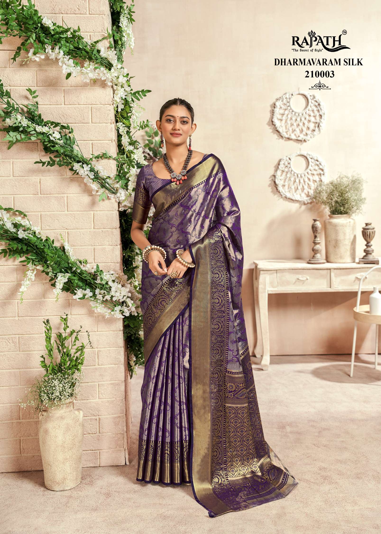 Rajpath Venkatgiri Jacquard Printed Dharmavaram Silk Saree