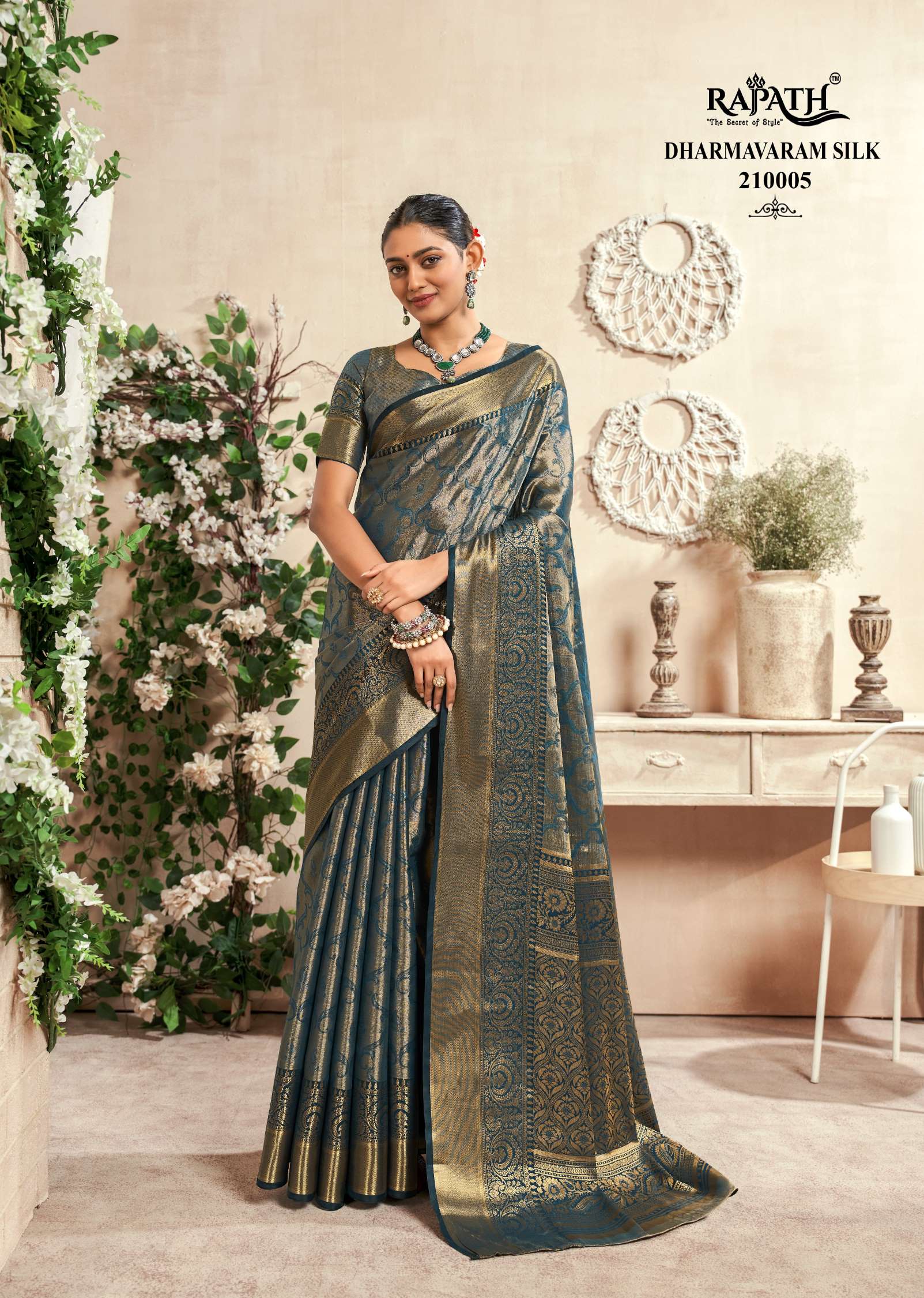 Rajpath Venkatgiri Jacquard Printed Dharmavaram Silk Saree