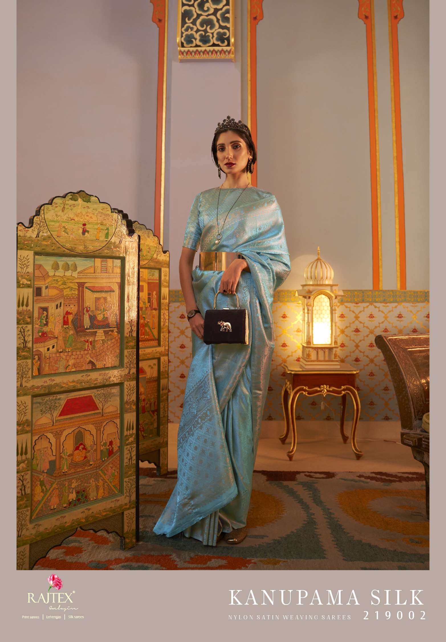 Rajtex kanupama Nylon Satin Zari Weaving Silk Sarees