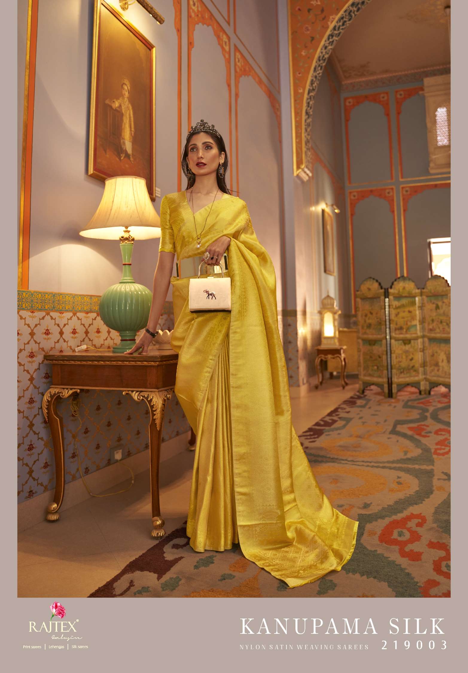 Rajtex kanupama Nylon Satin Zari Weaving Silk Sarees