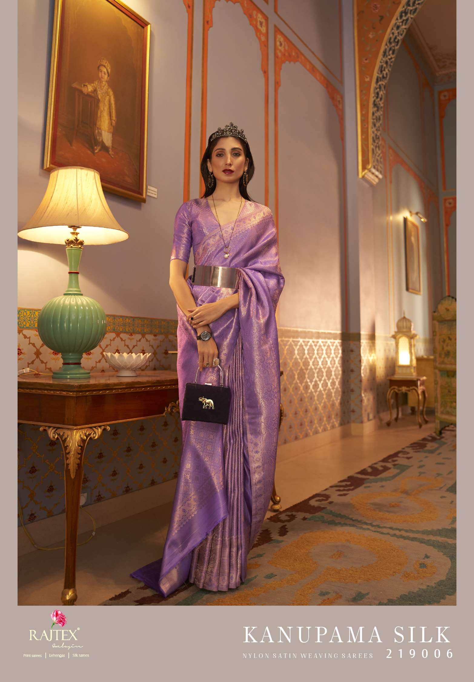 Rajtex kanupama Nylon Satin Zari Weaving Silk Sarees