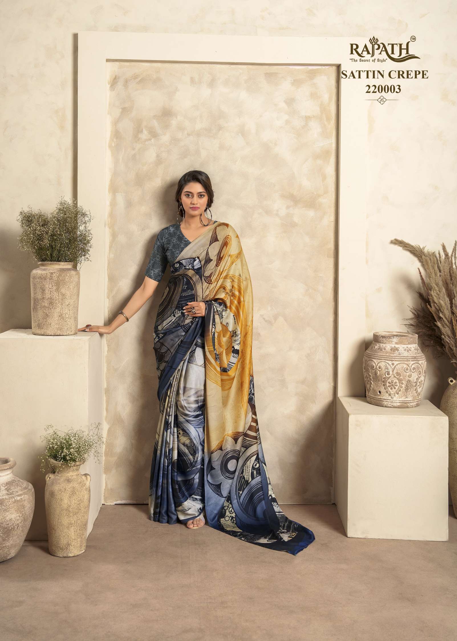Rajpath Jasmine Wedding Wear Satin Crepe Designer Saree