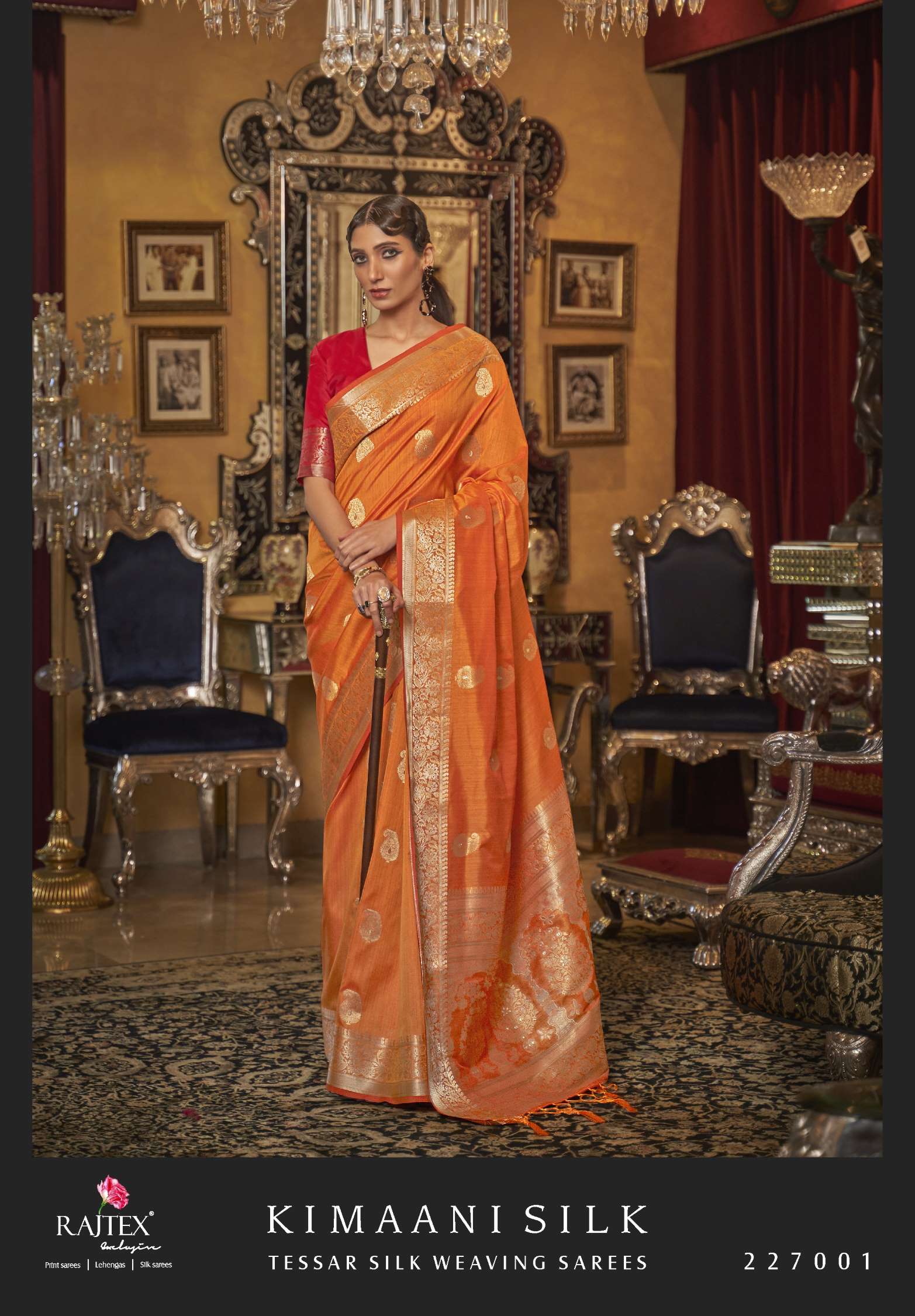 Rajtex Kimaani Tussar Silk Handloom Zari Weaving Sarees