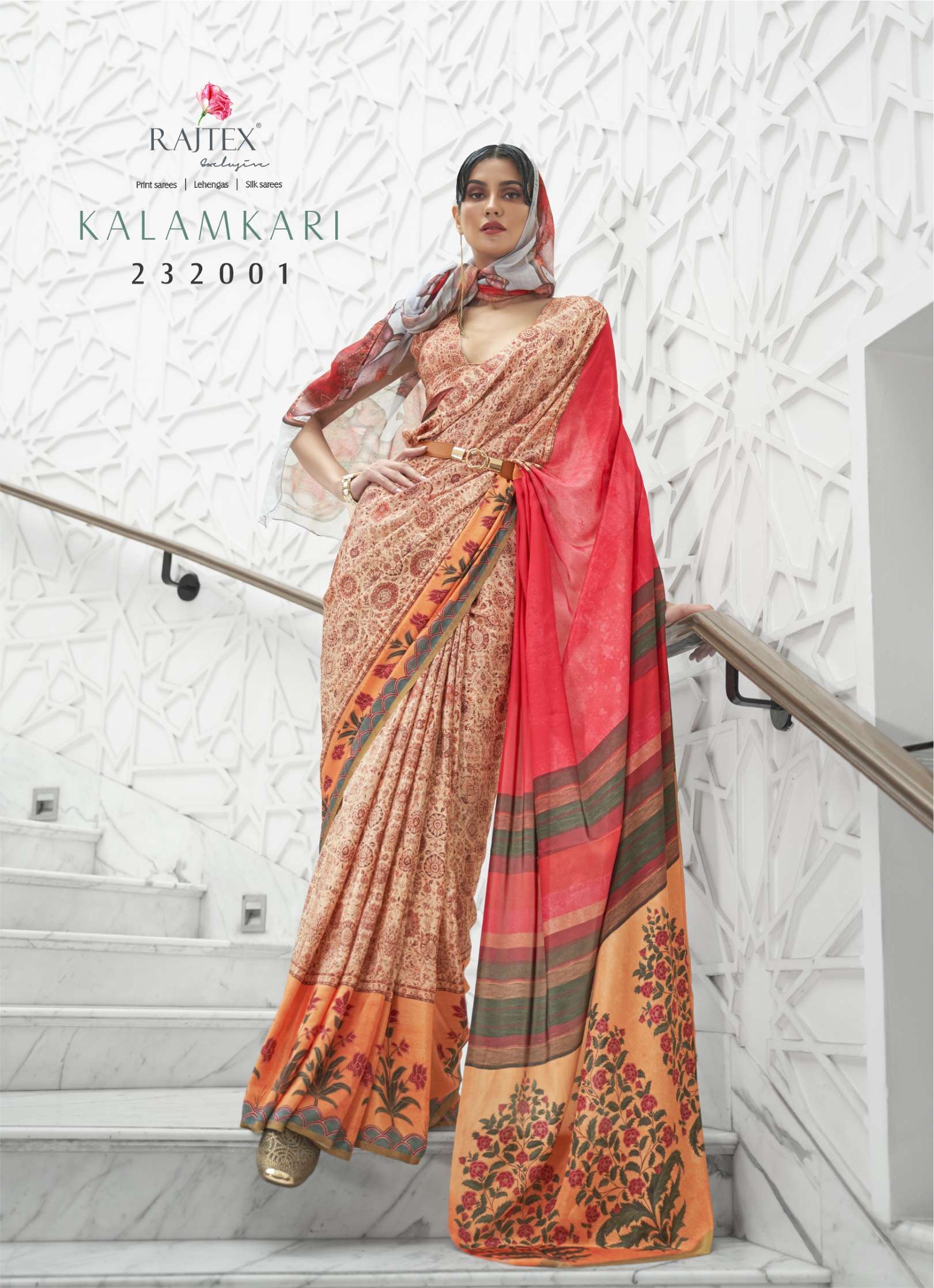 Rajtex Kalamkari Digital Printed Oure Crepe Silk Sarees