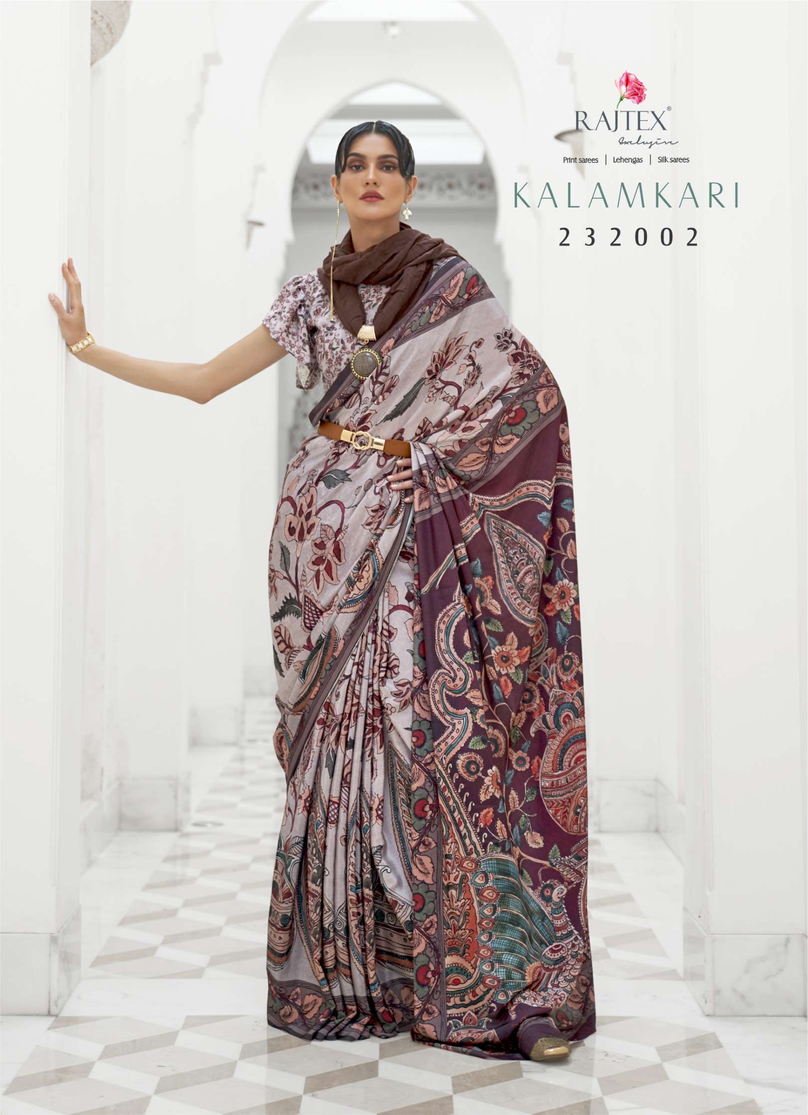 Rajtex Kalamkari Digital Printed Oure Crepe Silk Sarees