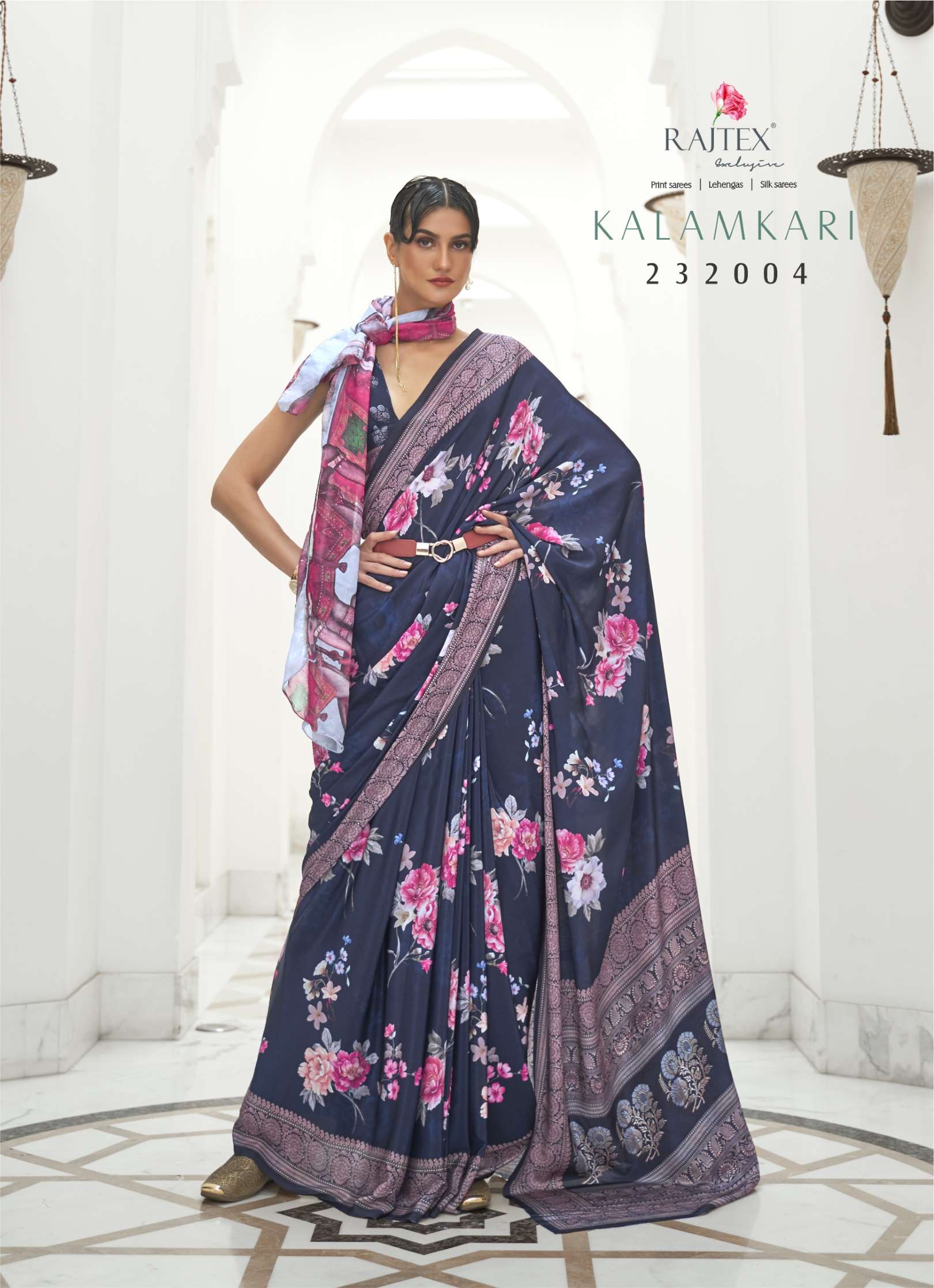 Rajtex Kalamkari Digital Printed Oure Crepe Silk Sarees