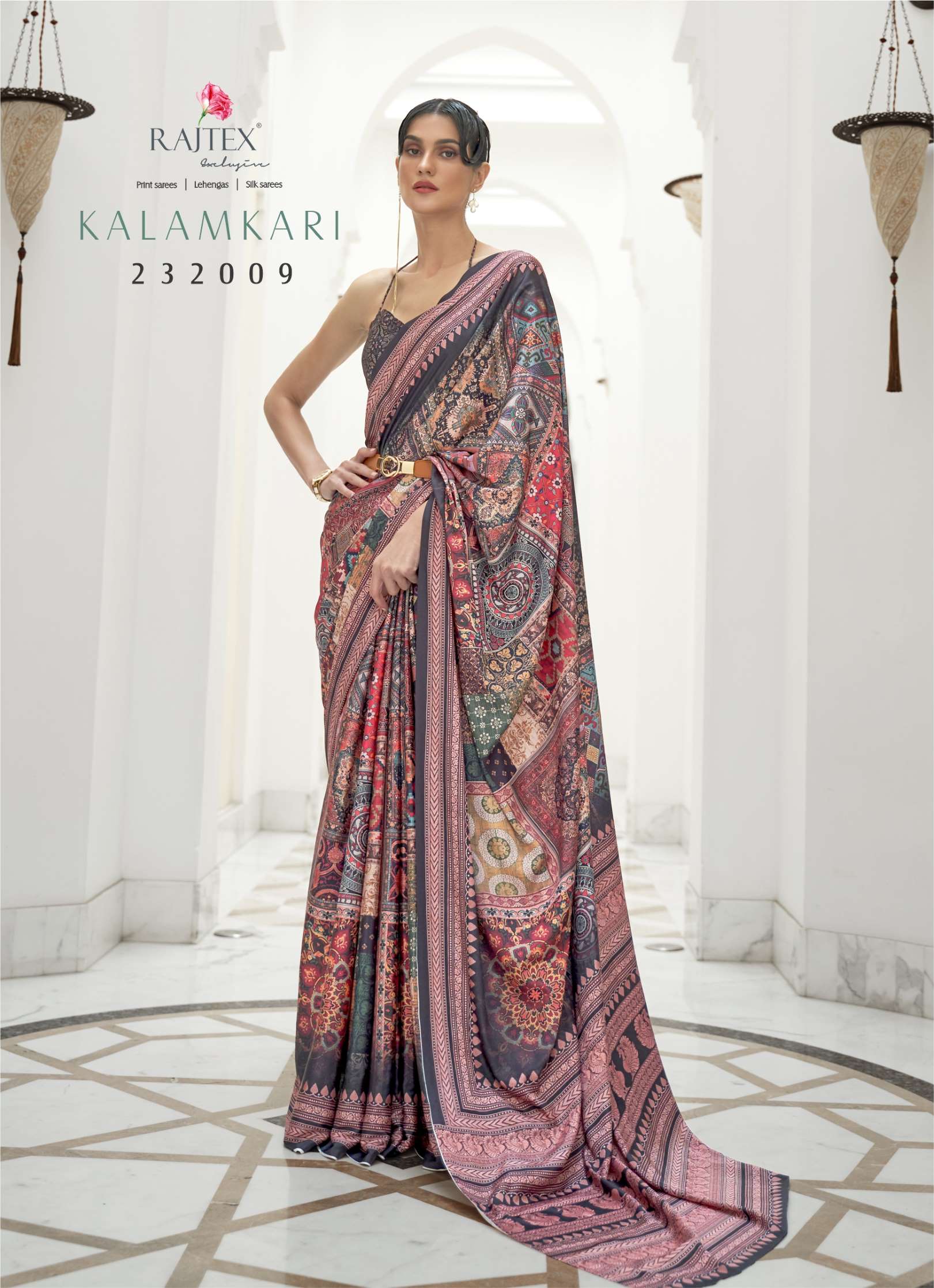 Rajtex Kalamkari Digital Printed Oure Crepe Silk Sarees
