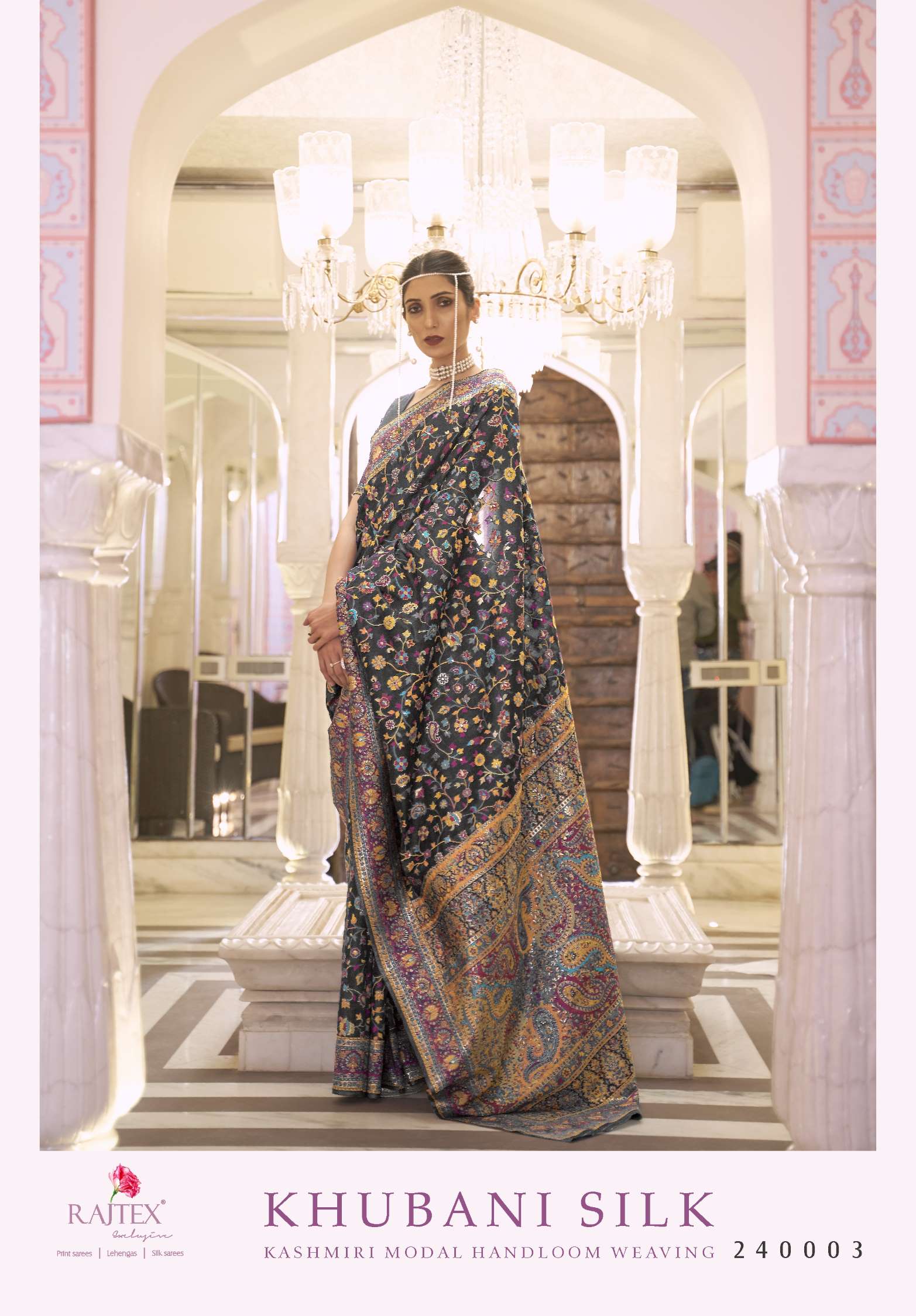 Rajtex Khubani Kashmiri Modal Handloom Weaving Silk Sarees