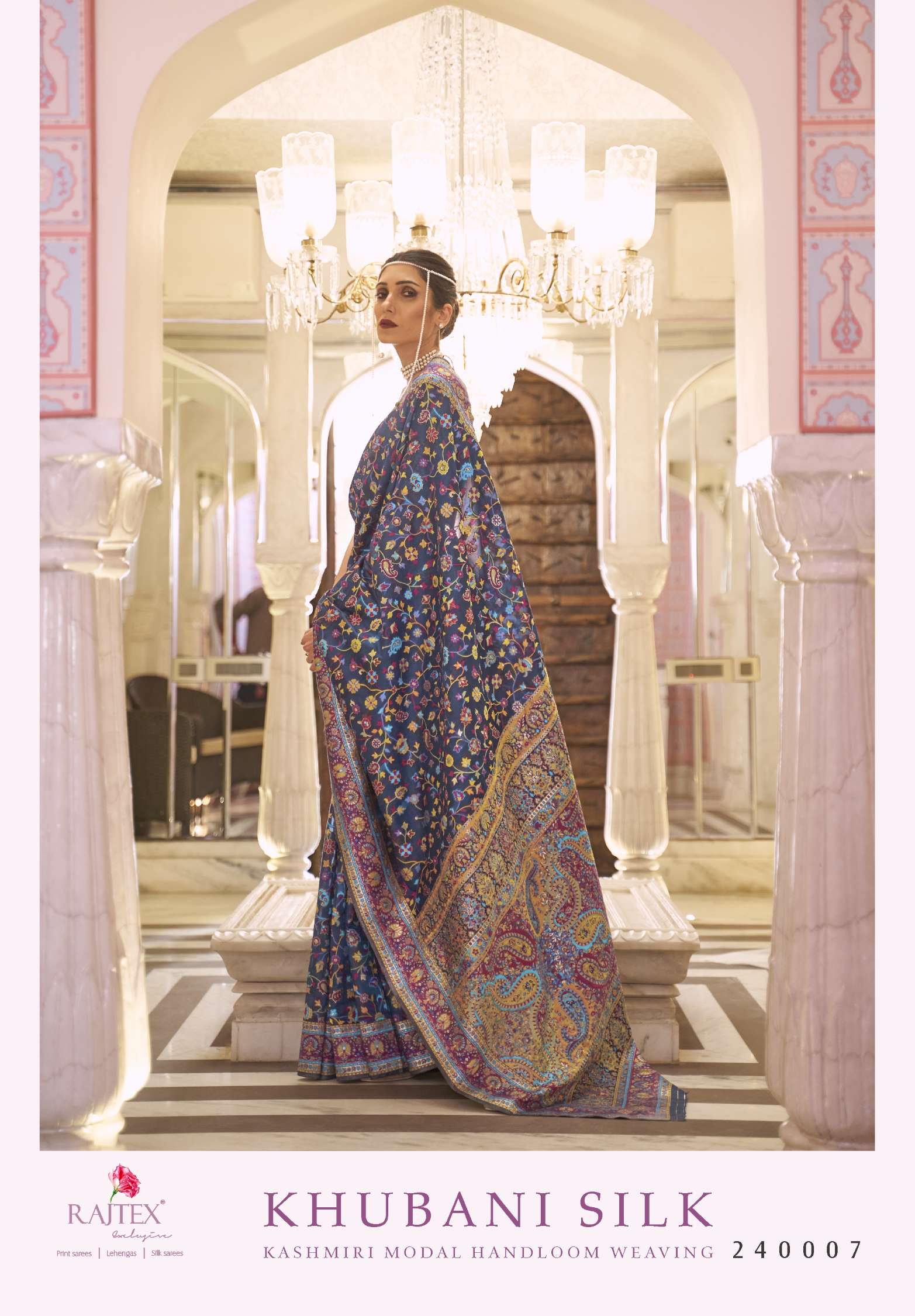 Rajtex Khubani Kashmiri Modal Handloom Weaving Silk Sarees