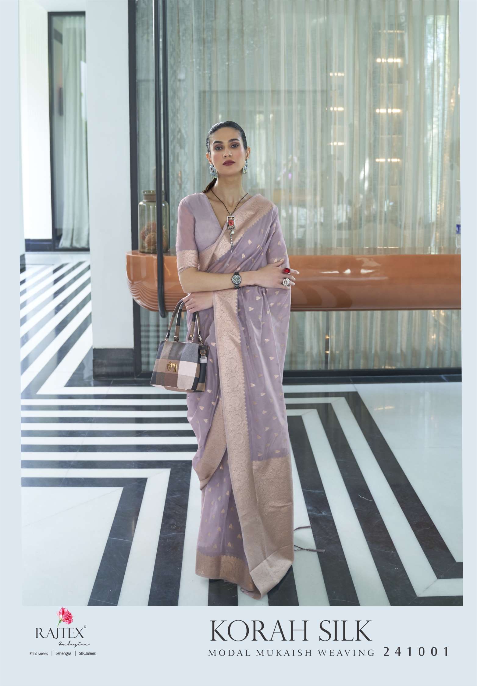 Rajtex Korah Modal Mukaish Handloom Silk Designer Sarees