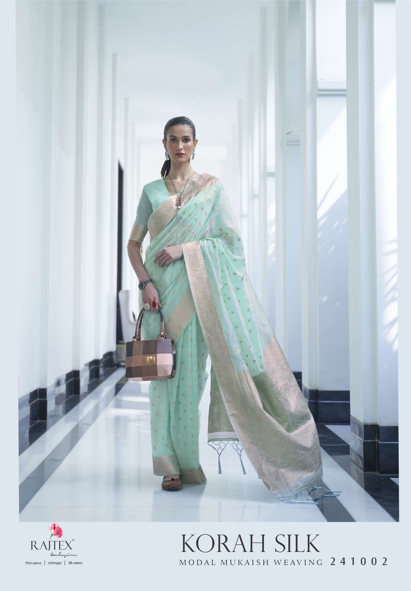 Rajtex Korah Modal Mukaish Handloom Silk Designer Sarees