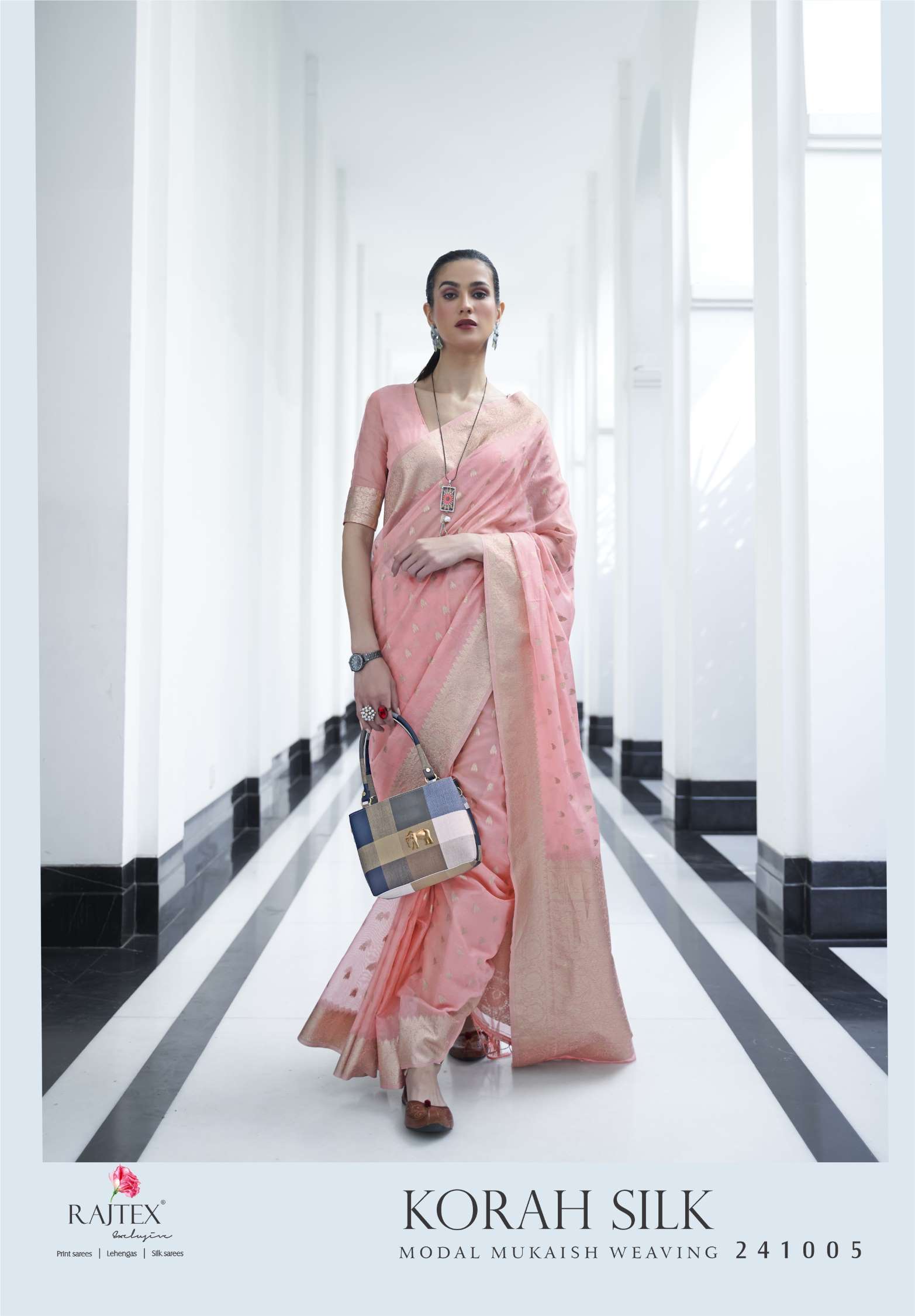 Rajtex Korah Modal Mukaish Handloom Silk Designer Sarees