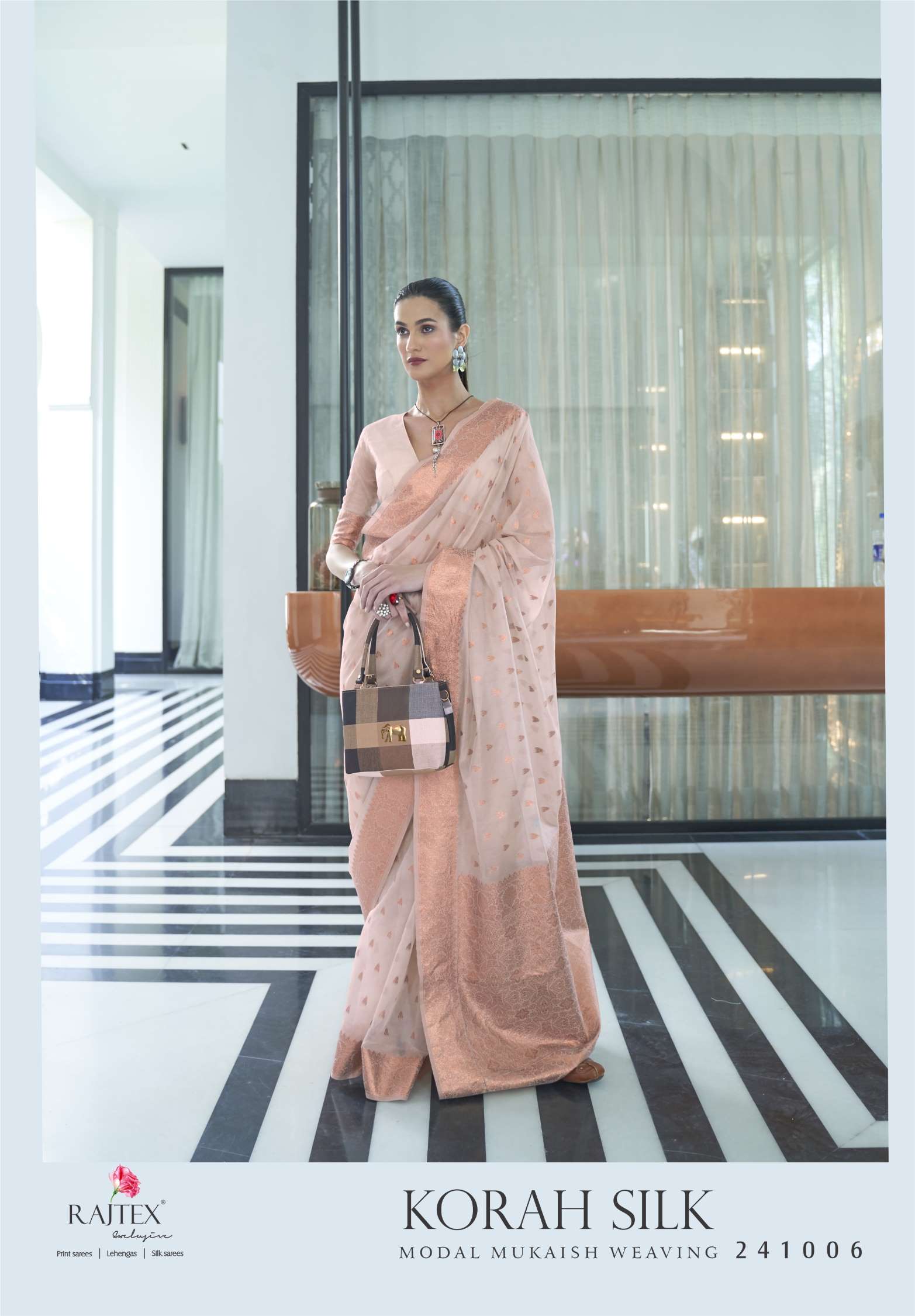 Rajtex Korah Modal Mukaish Handloom Silk Designer Sarees