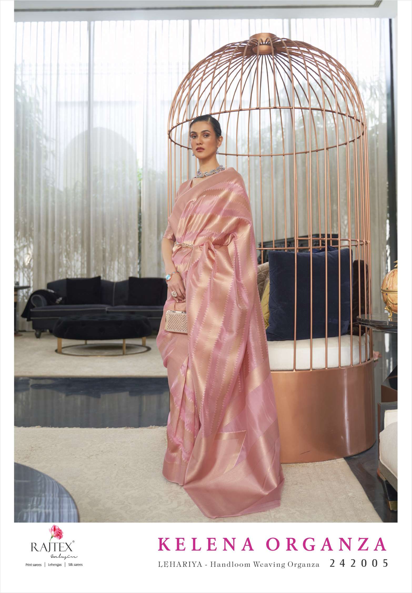 Rajtex Kelena Leheriya Modal Handloom Weaving Silk Sarees