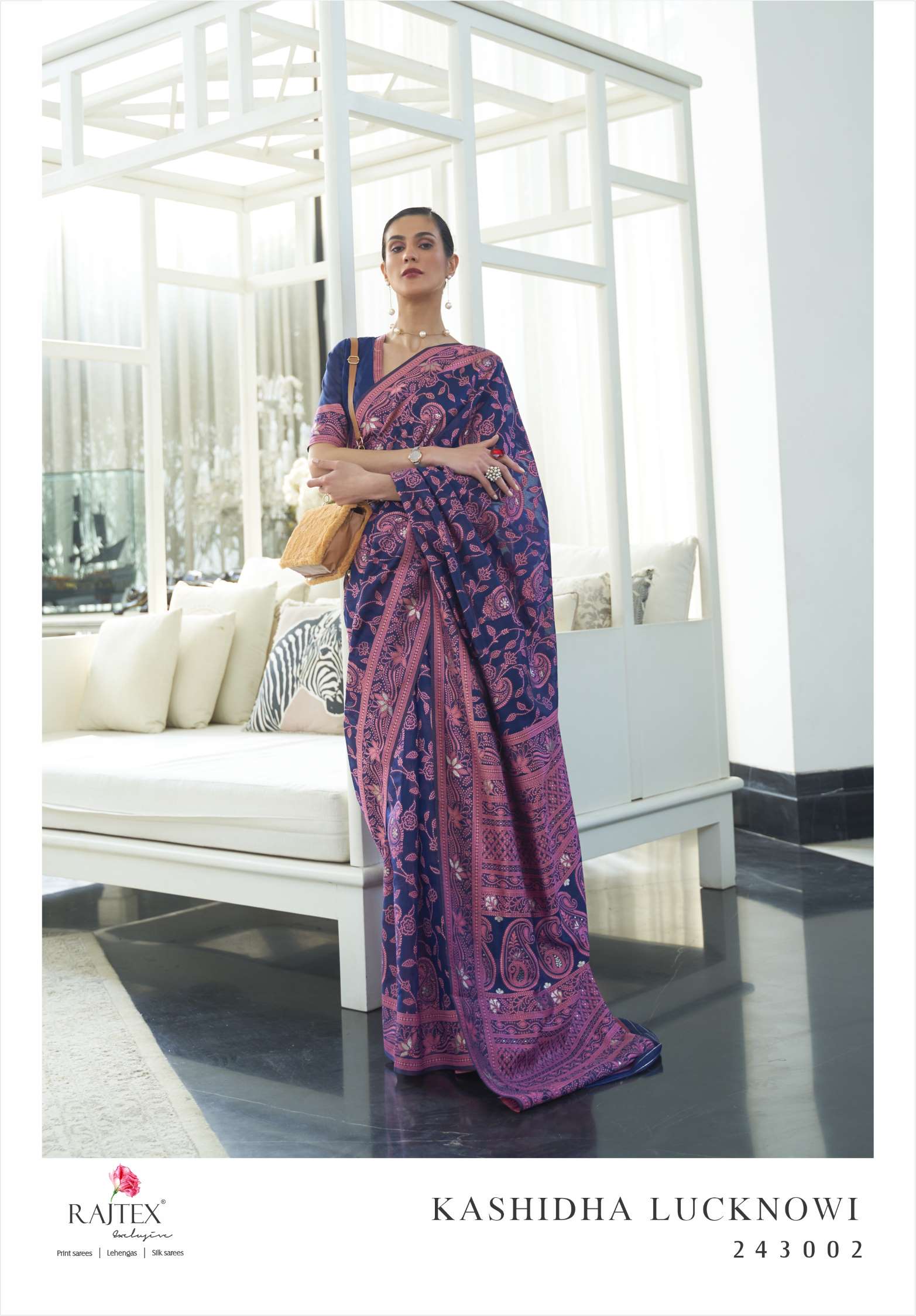 Rajtex Kashidha Chickankari Lucknowi Weaving Silk Sarees