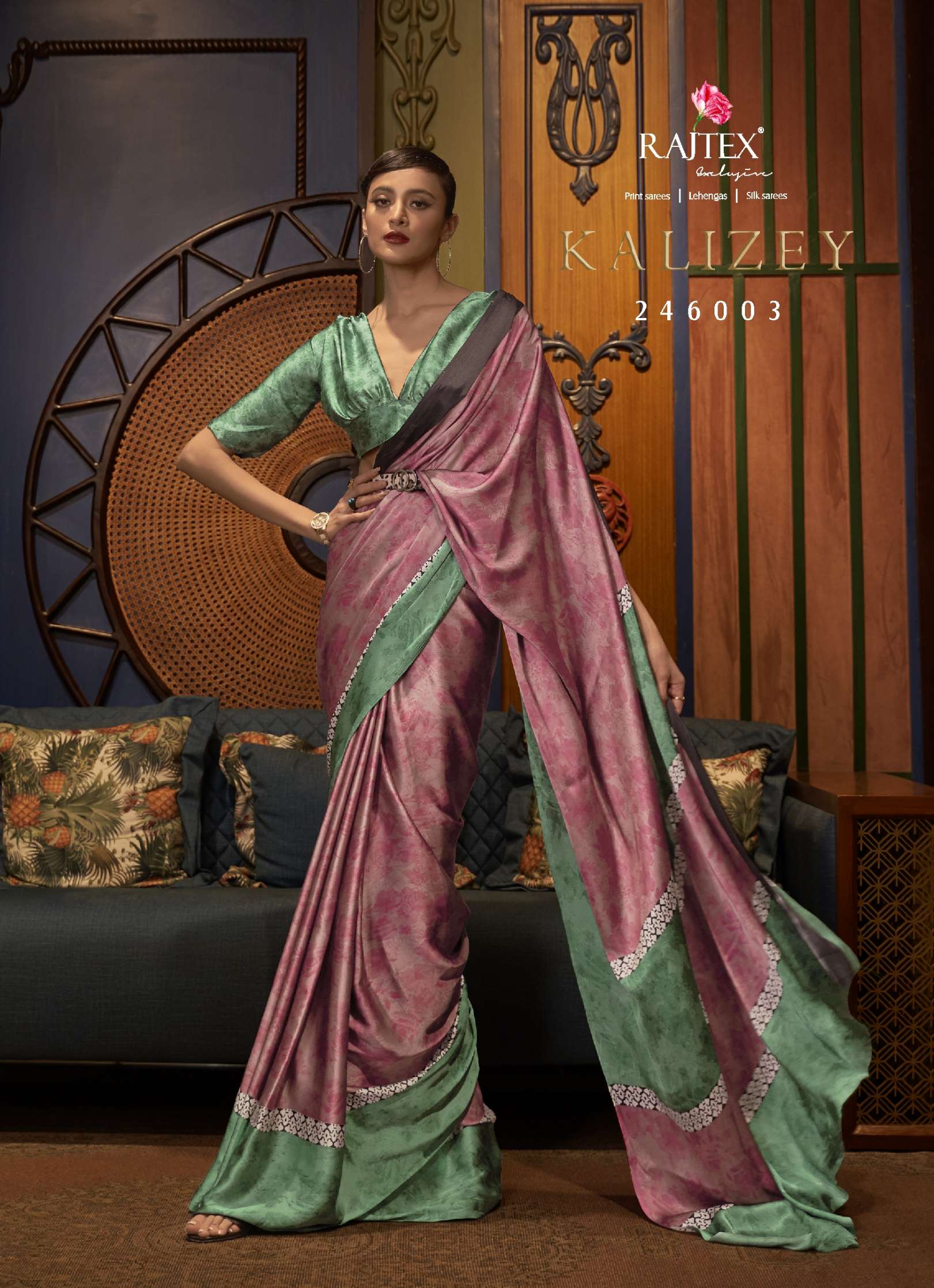 Rajtex Kalizey Japan Satin Crepe Printed Sarees