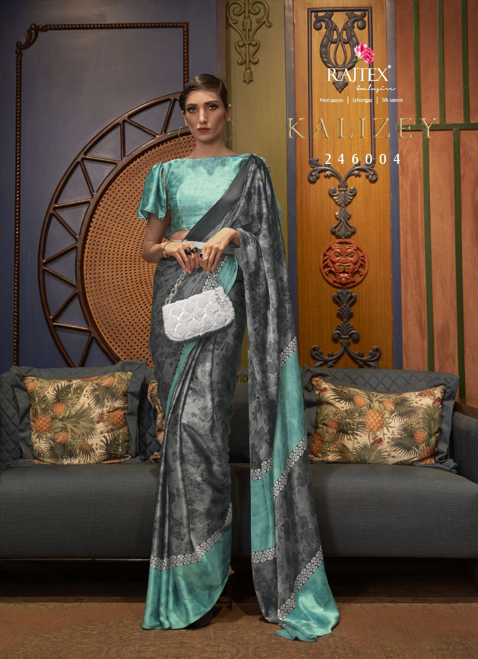 Rajtex Kalizey Japan Satin Crepe Printed Sarees
