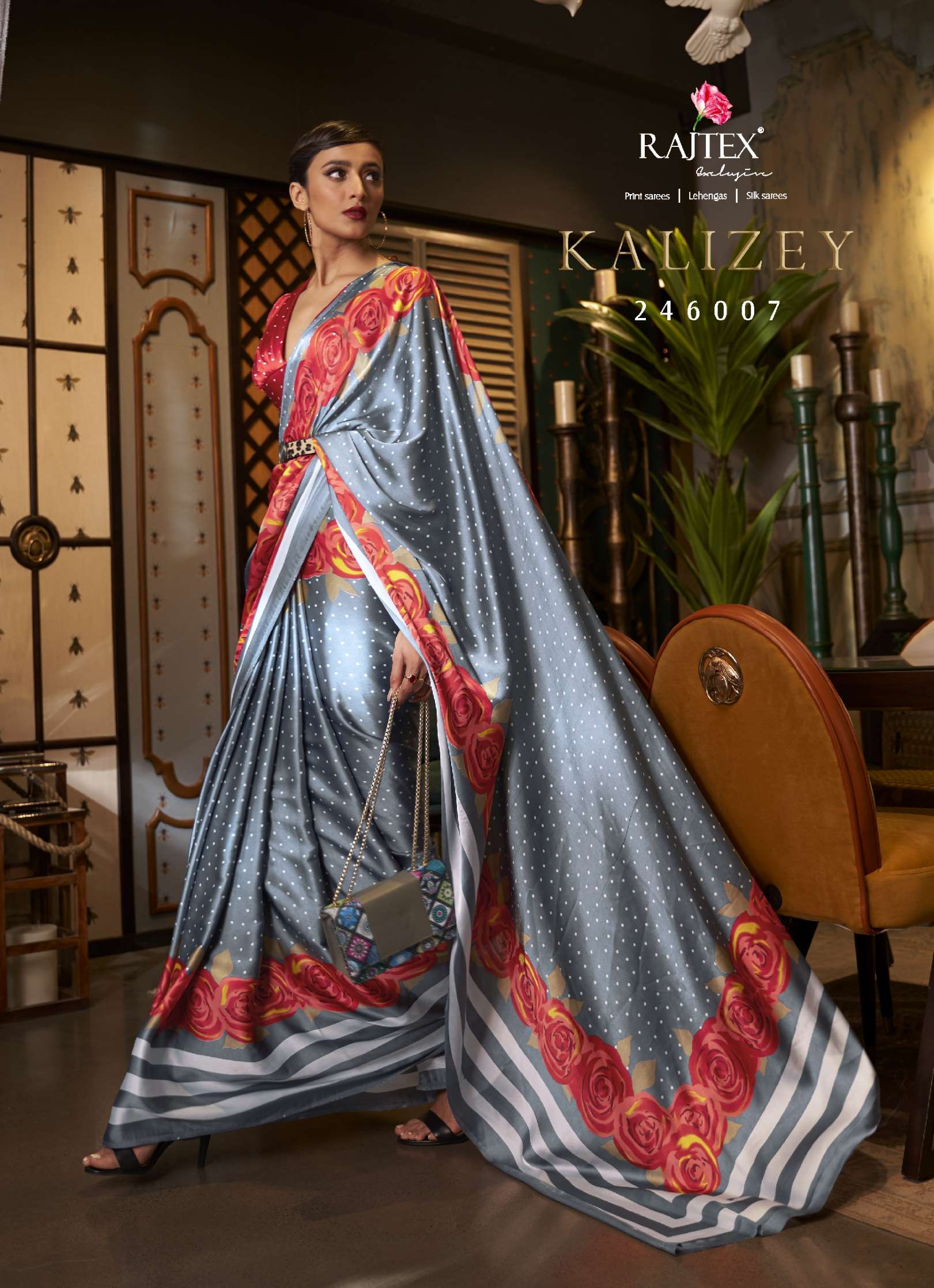 Rajtex Kalizey Japan Satin Crepe Printed Sarees