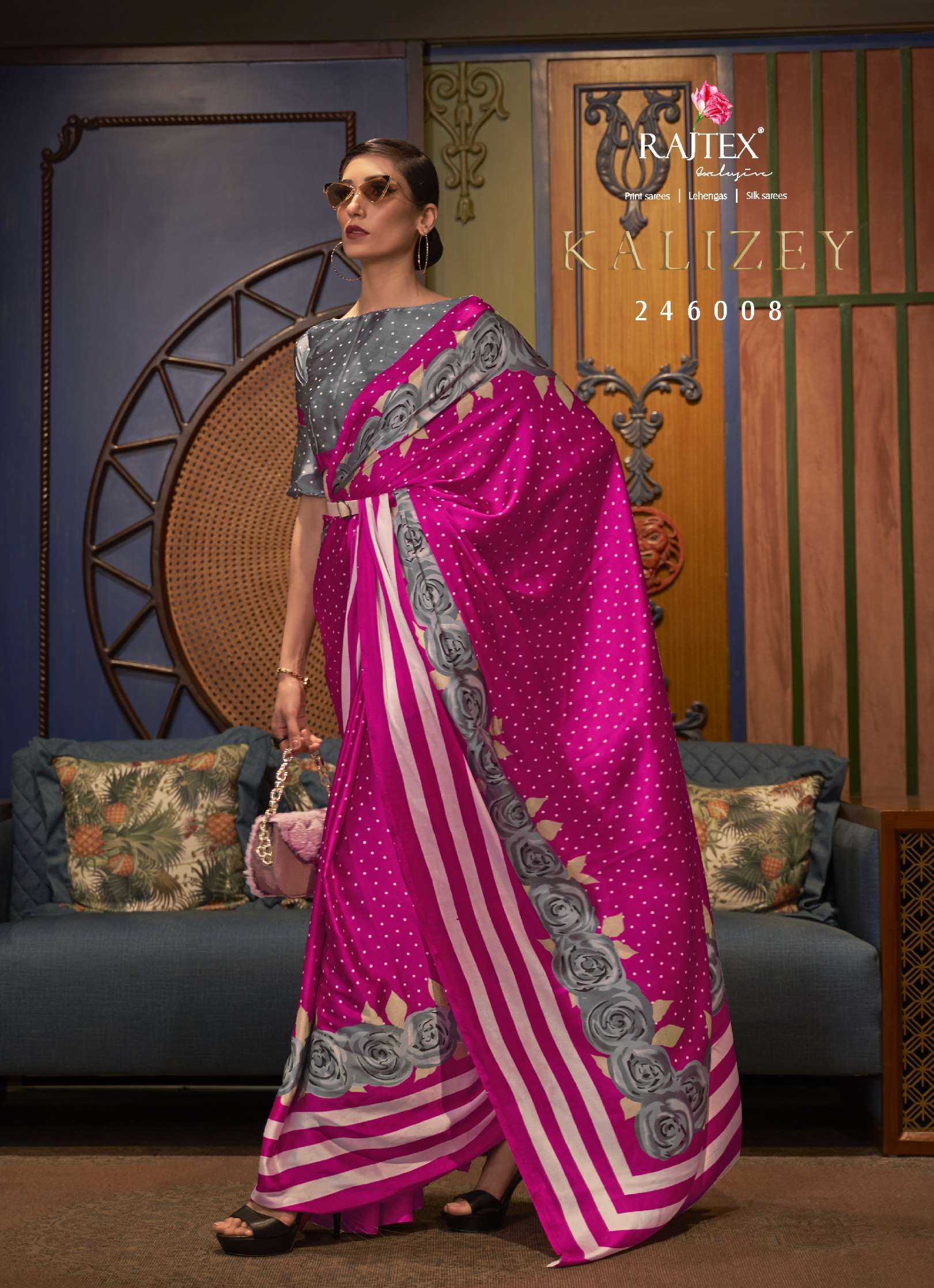 Rajtex Kalizey Japan Satin Crepe Printed Sarees
