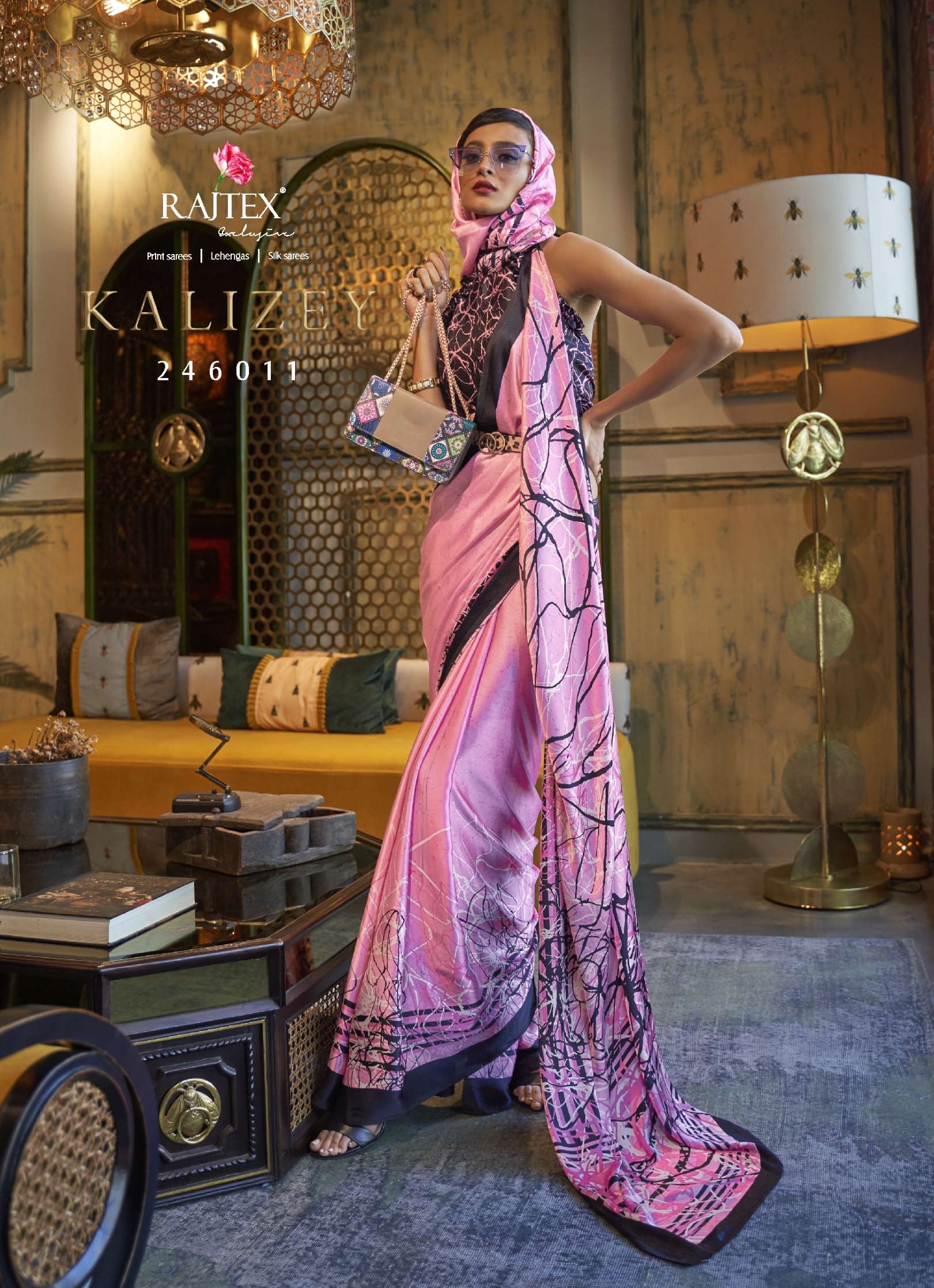 Rajtex Kalizey Japan Satin Crepe Printed Sarees