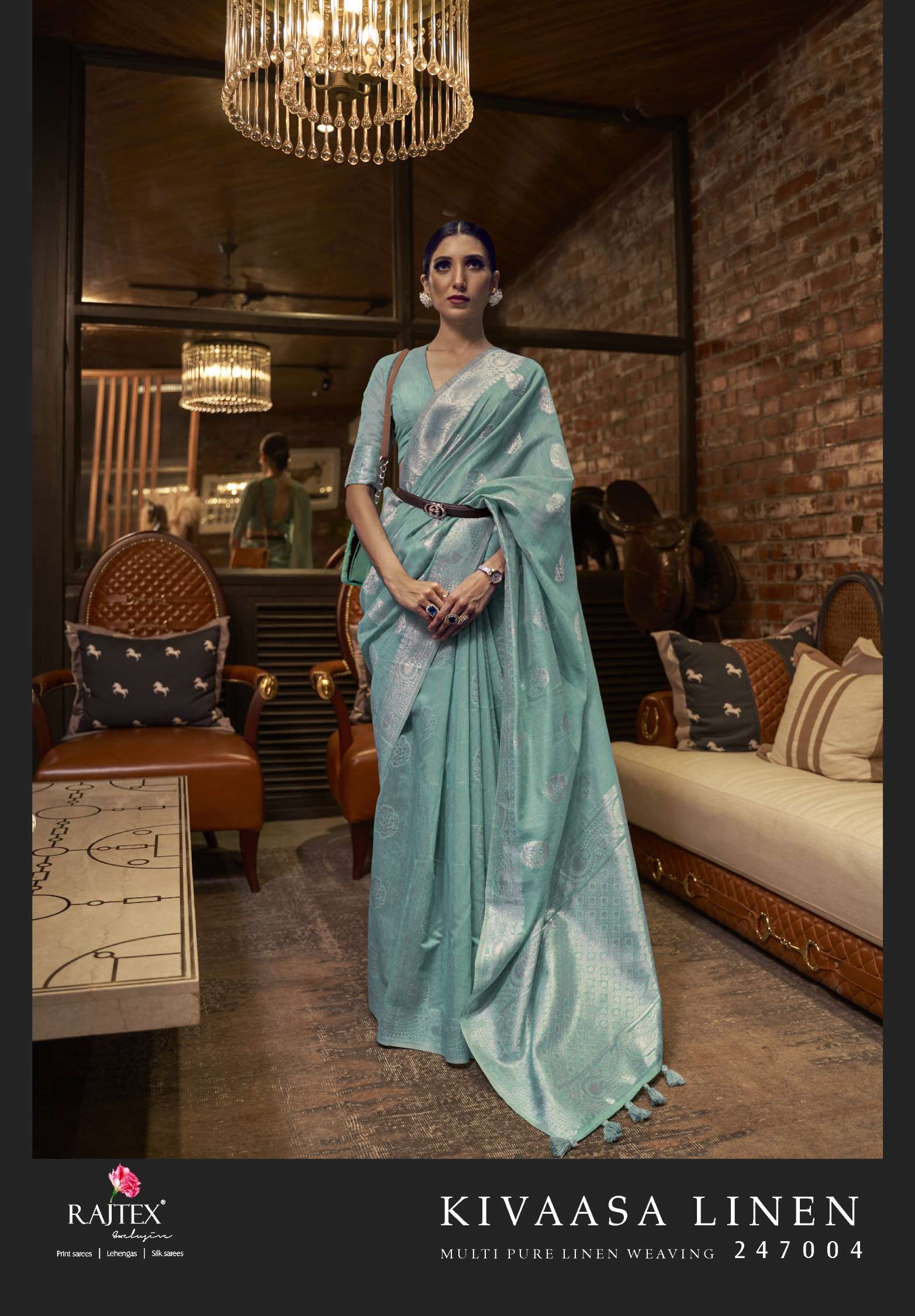 Rajtex Kivaasa Multi Pure Linen Zari Weaving Silk Sarees