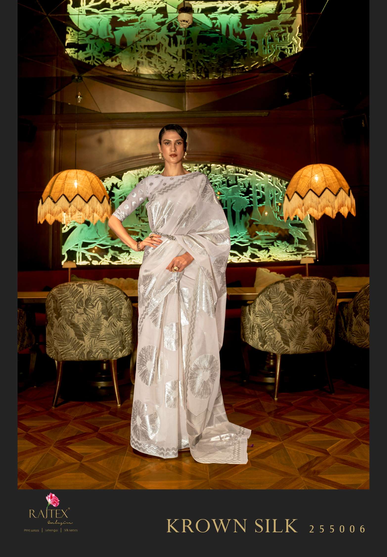 Rajtex Krown Modal Flat Zari Handloom Weaving Silk Sarees