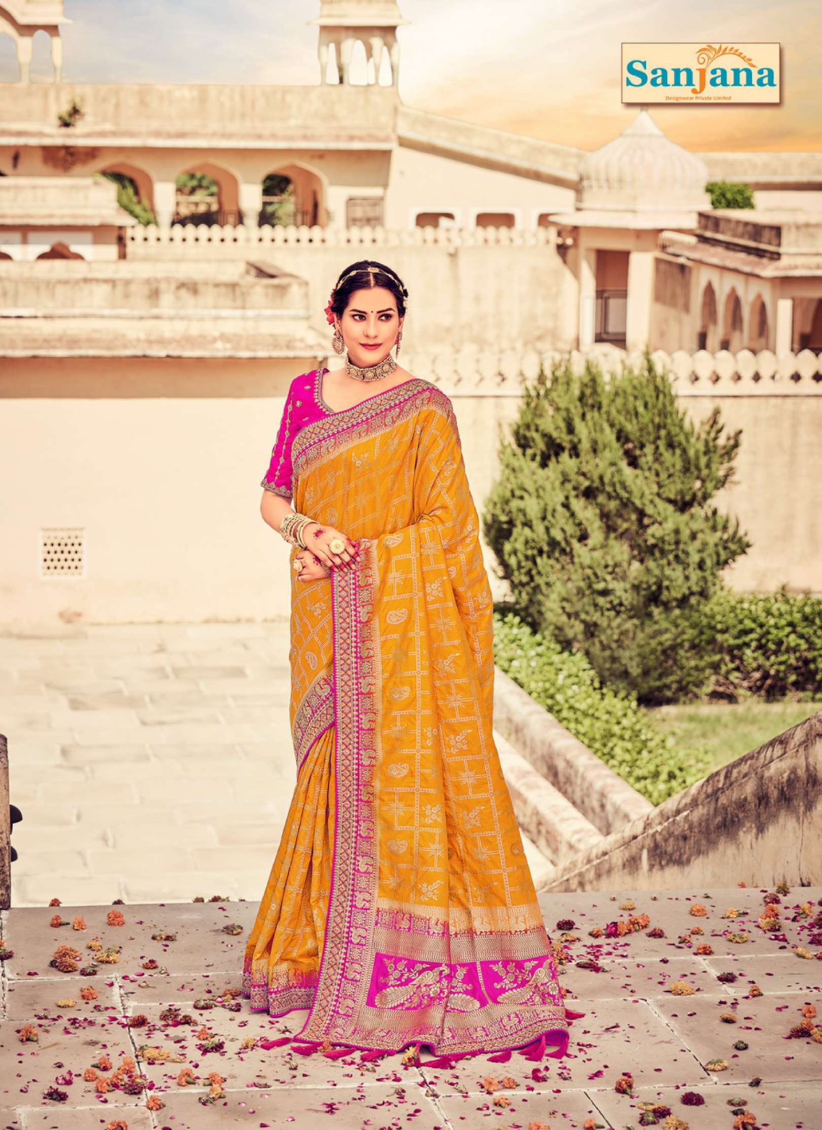 Sumshy Sanjana Embroidery Dola Silk Wedding Wear Saree