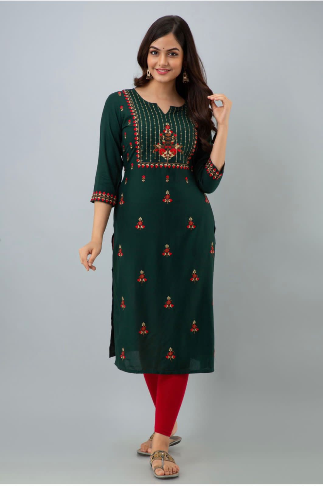 Sumshy Beautiful Embroidery Heavy Rayon Kurtis