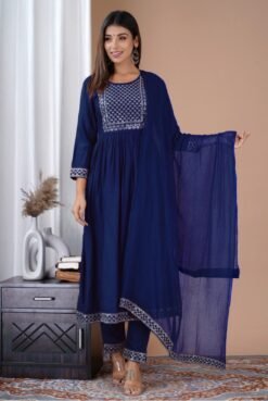 Sumshy Designer Embroidery Heavy Rayon Readymade Dress