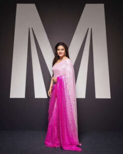 Sumshy Party Wear Dual Shaded Georgette Sequence Saree