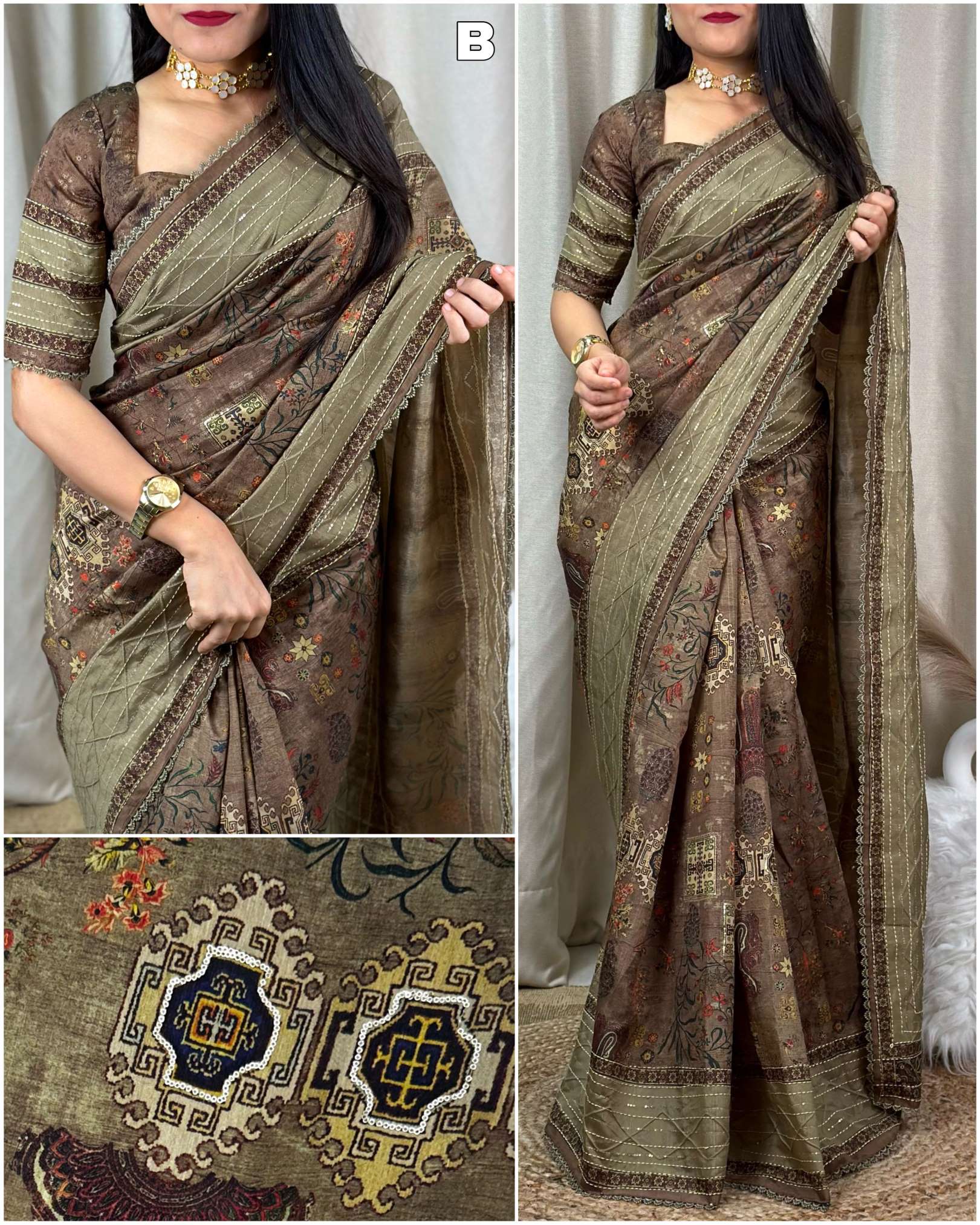 Sumshy New Design Ruhaani Silk Kalamkari Print Saree
