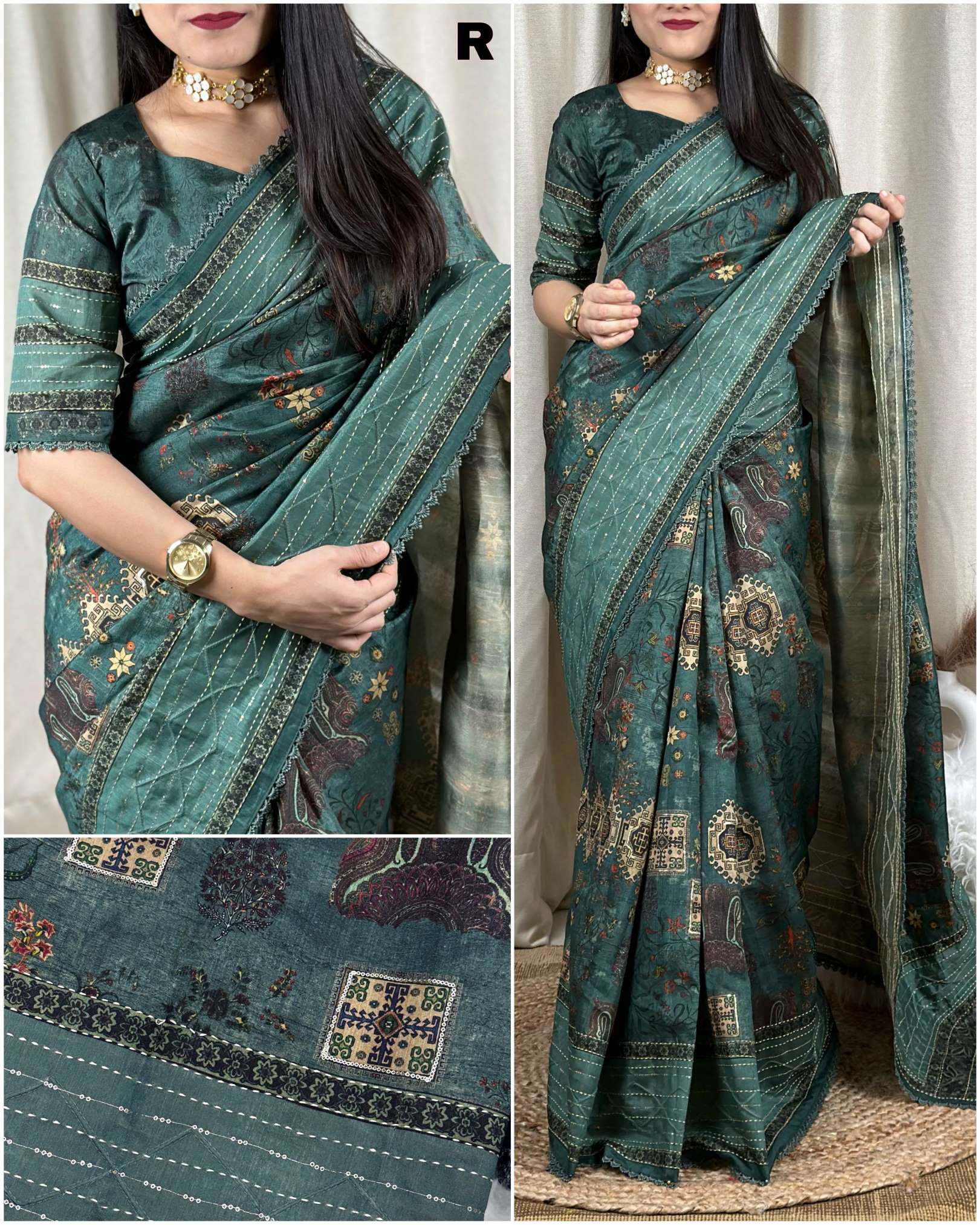 Sumshy New Design Ruhaani Silk Kalamkari Print Saree