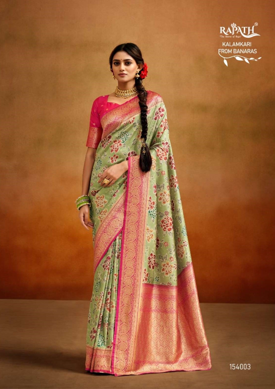 Rajpath Moghra Wedding Wear Printed Banarasi Silk Saree