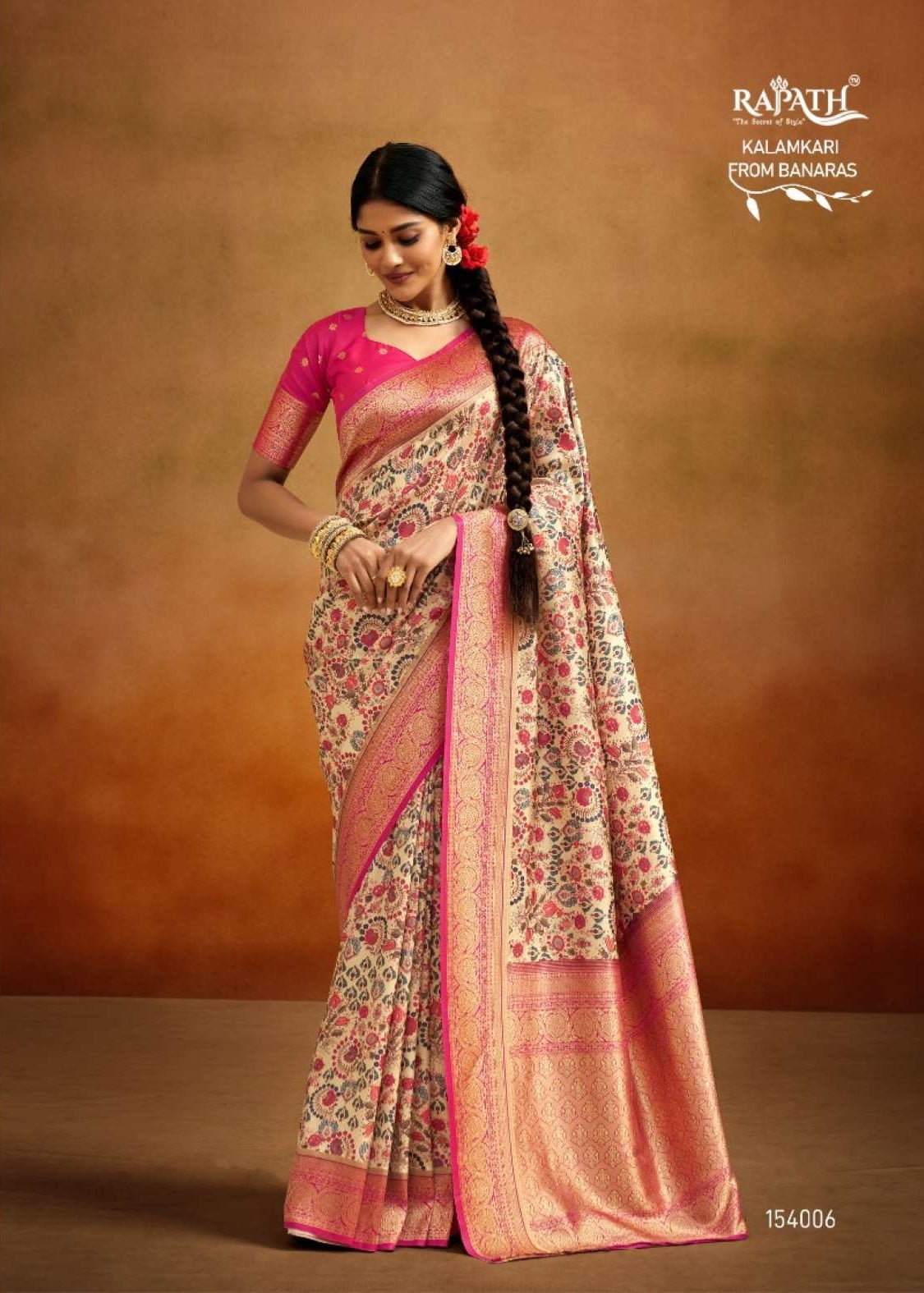 Rajpath Moghra Wedding Wear Printed Banarasi Silk Saree