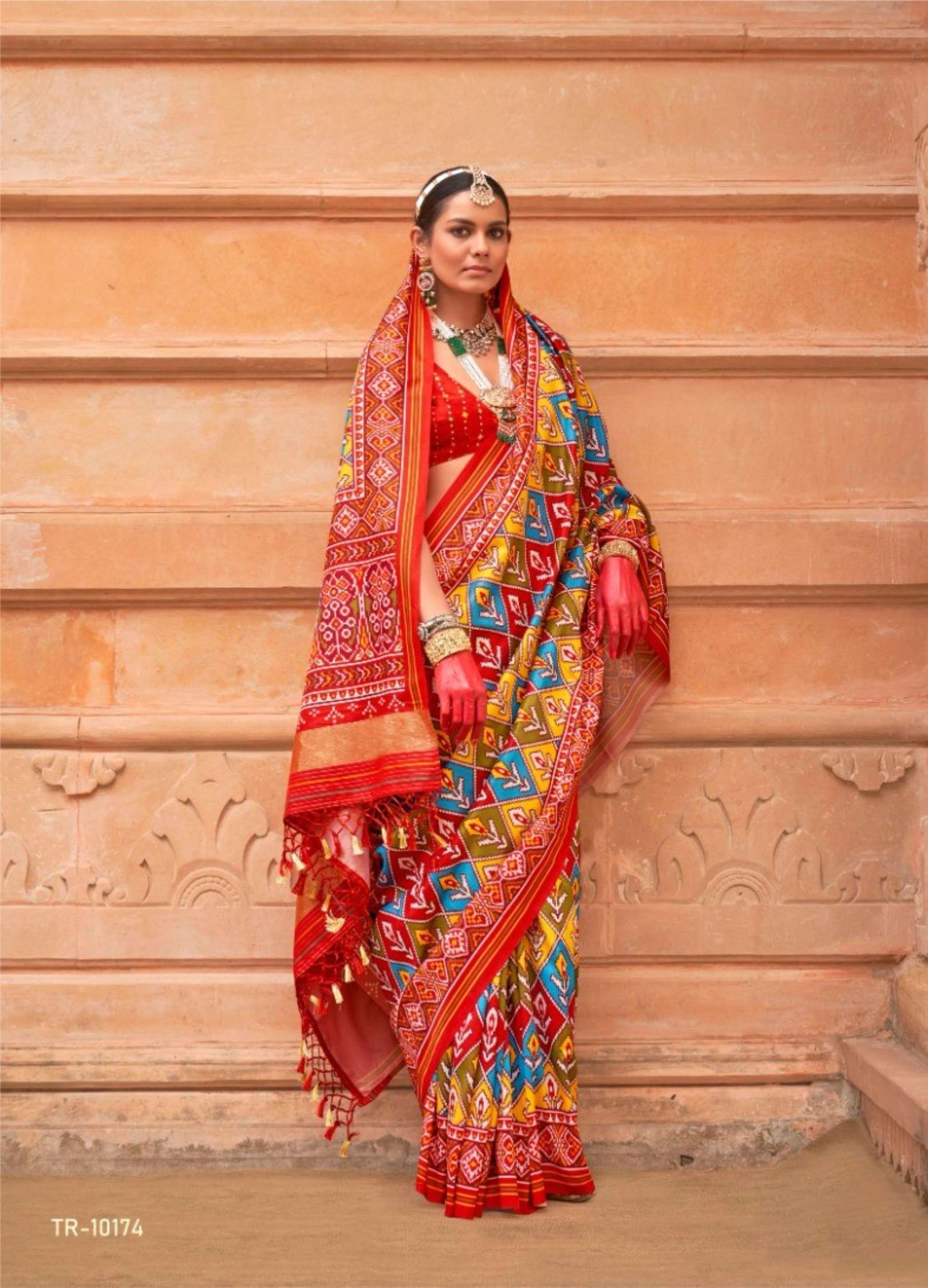 Sumshy Trirath Trith Patola Printed P.V. Silk Wedding Wear Saree