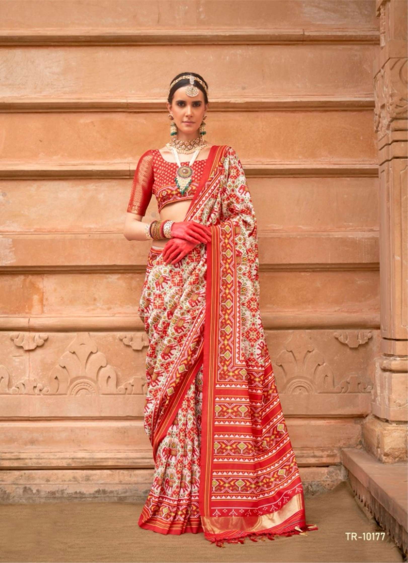 Sumshy Trirath Trith Patola Printed P.V. Silk Wedding Wear Saree