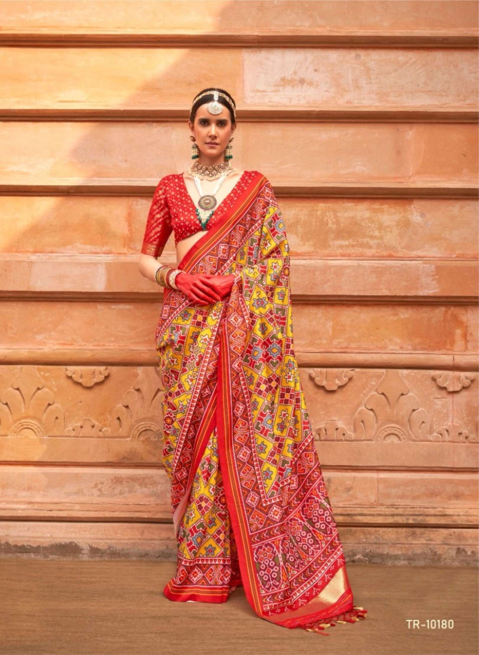 Sumshy Trirath Trith Patola Printed P.V. Silk Wedding Wear Saree