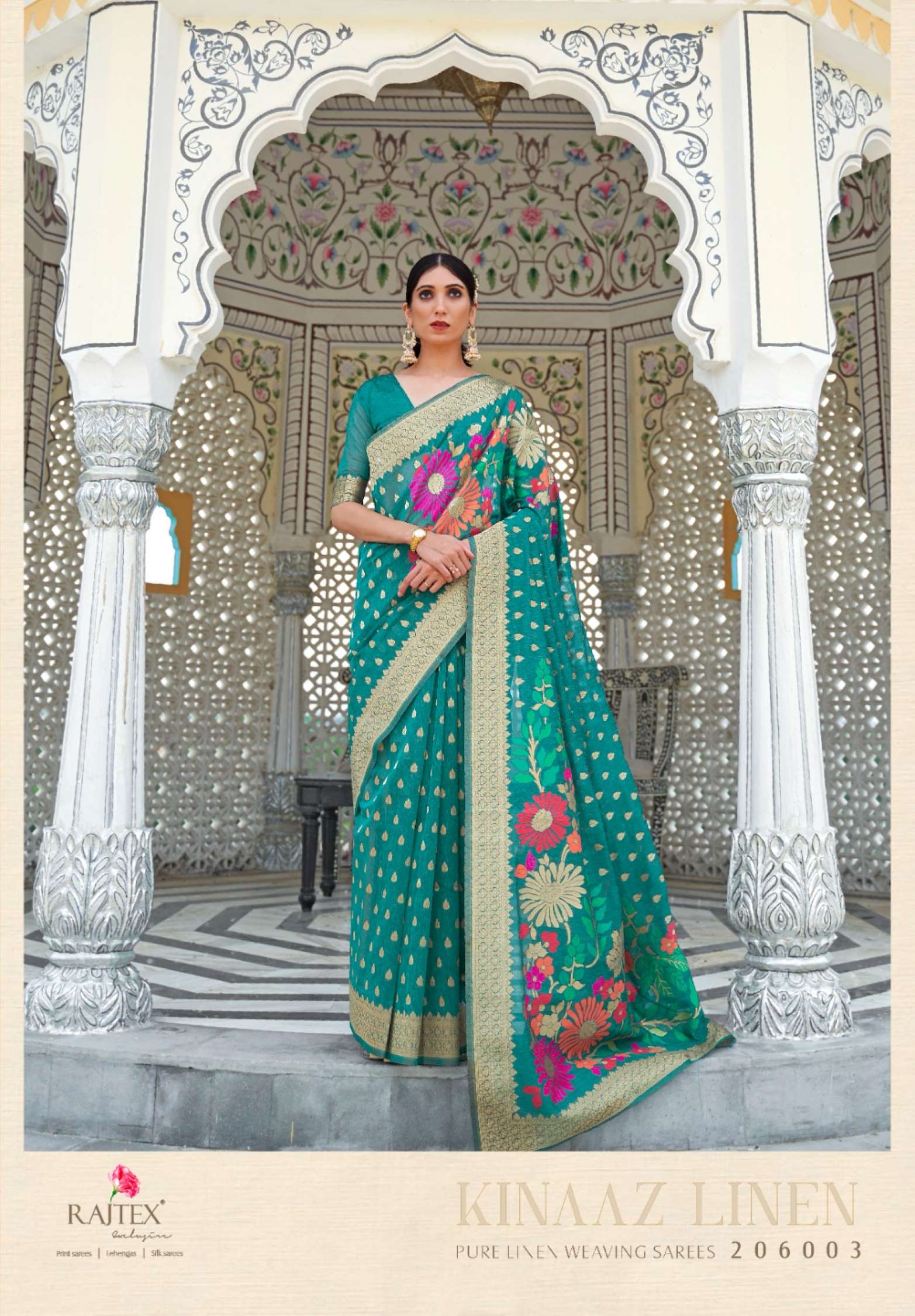 Rajtex Kinaaz Wedding Wear Linen Weaving Saree