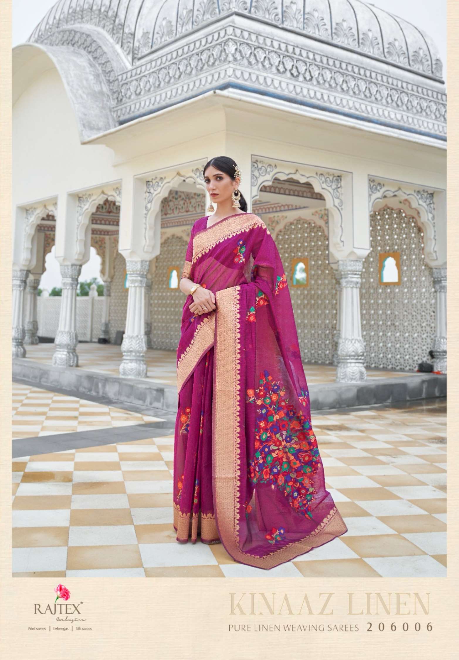 Rajtex Kinaaz Wedding Wear Linen Weaving Saree