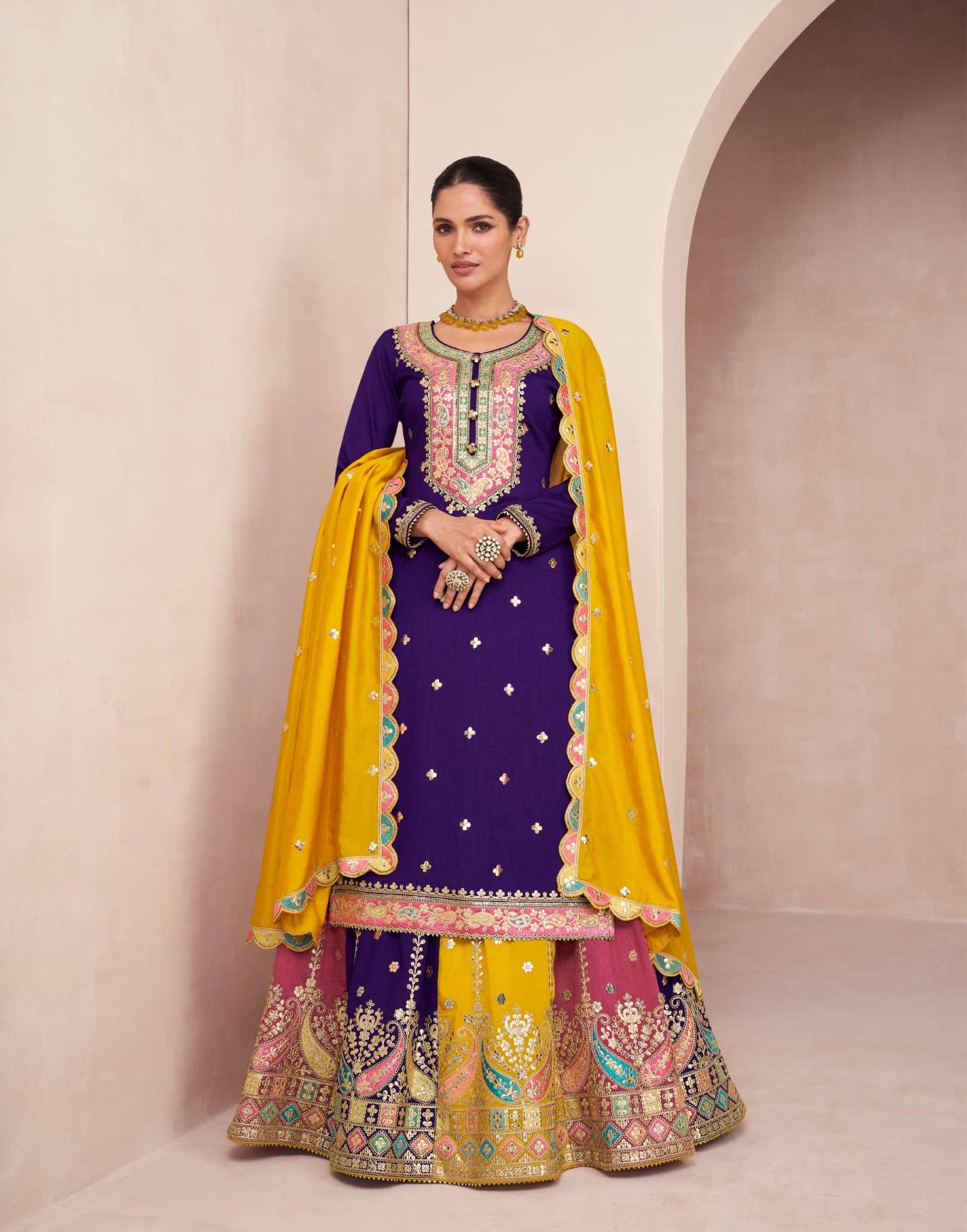 Aashirwad Gulbaug Embroidery Premium Silk Readymade Dress